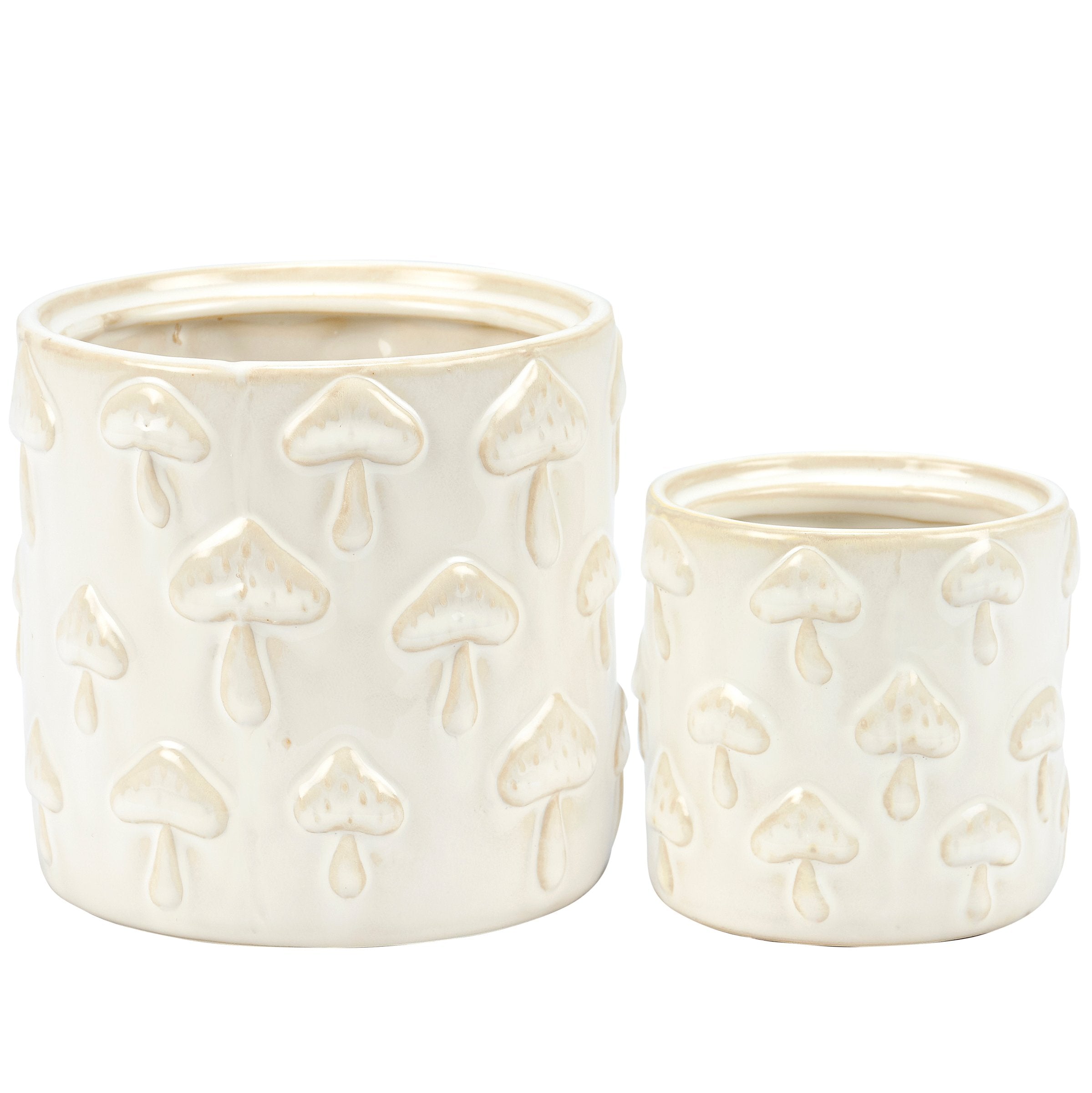 Charming Cottagecore Mushroom Planter Set - Stoneware Ceramic, Dual Sizes