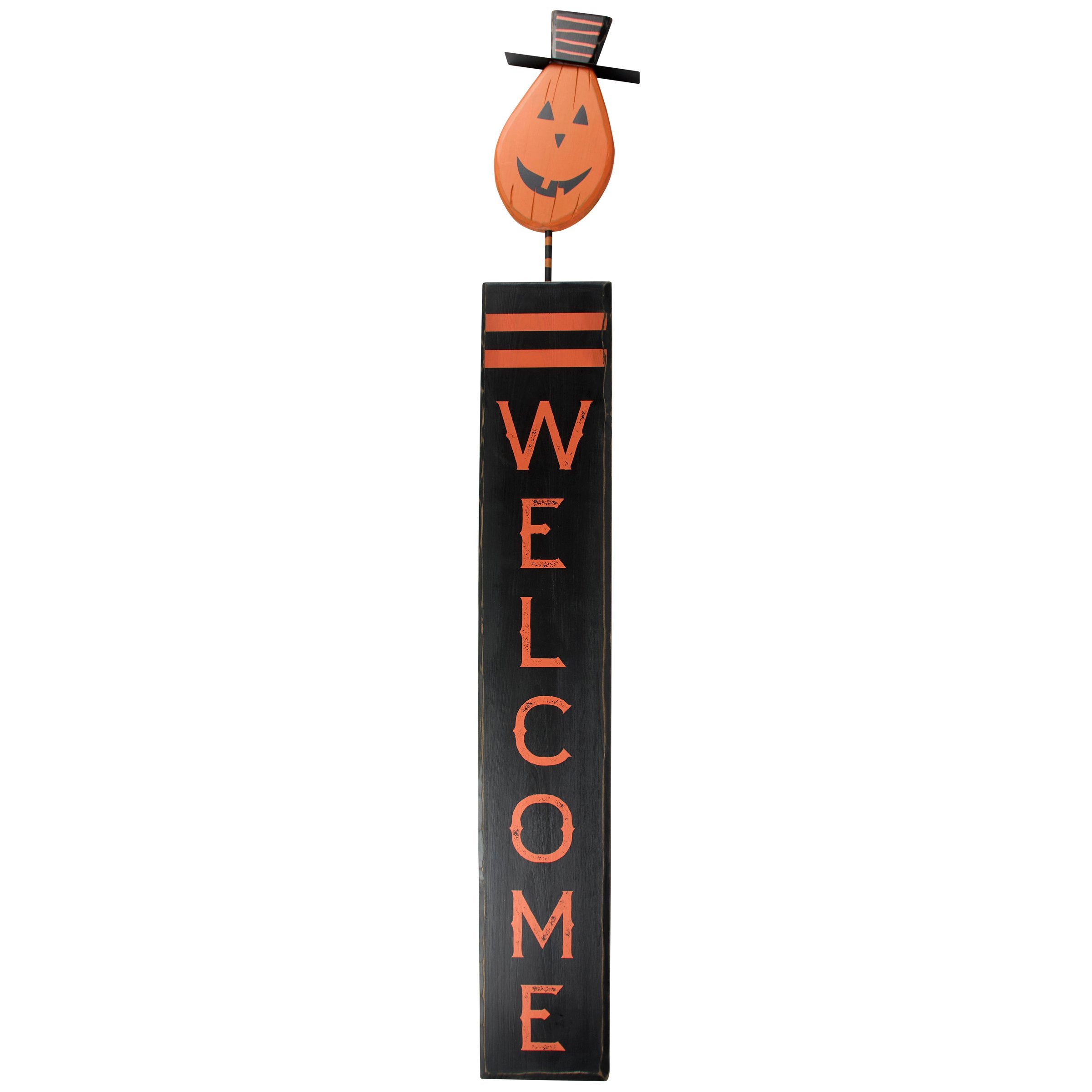 Happy Pumpkin Porch Leaner Welcome Sign - Rustic Halloween Outdoor Seasonal Decor