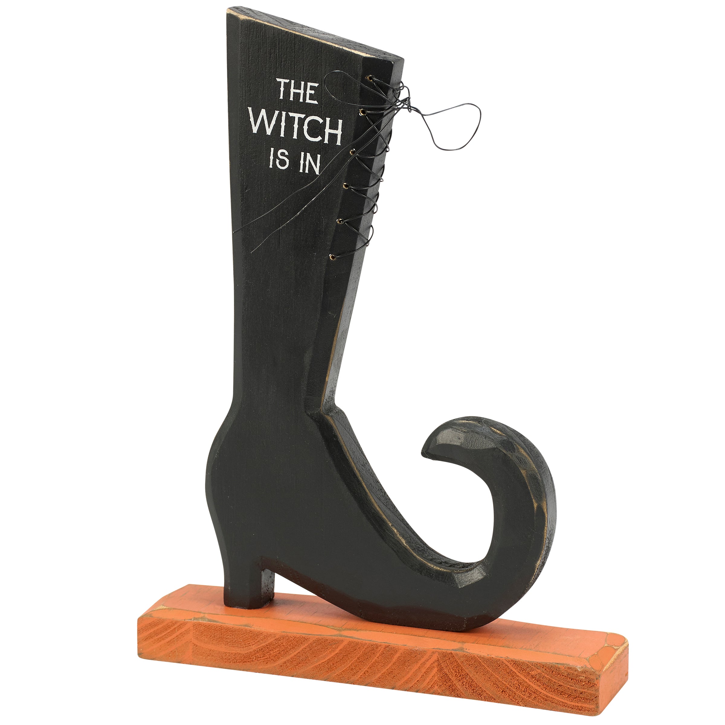 Rustic Double-Sided Witch Boot Halloween Decor Stand Up Sign by Dan DiPaolo