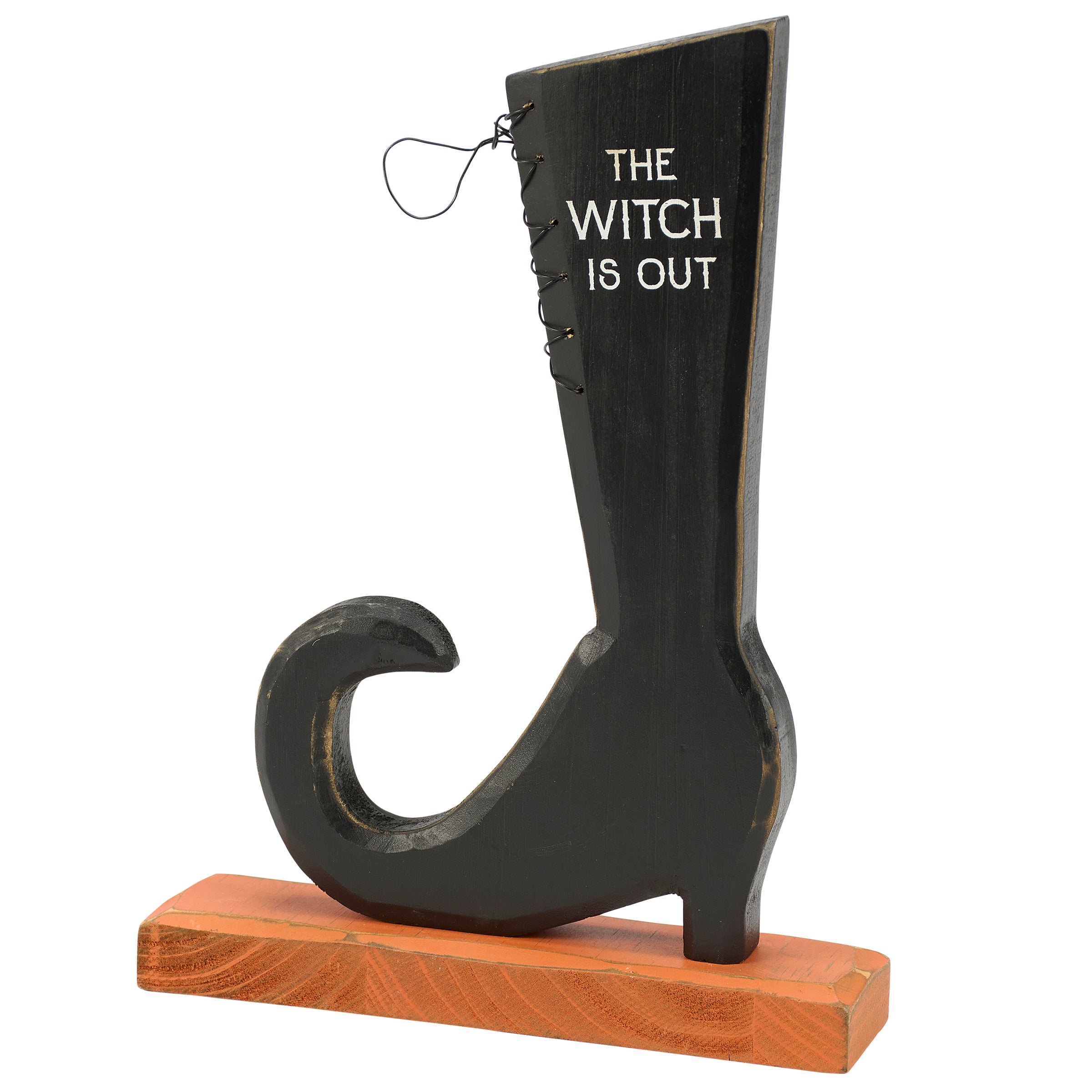 Rustic Double-Sided Witch Boot Halloween Decor Stand Up Sign by Dan DiPaolo