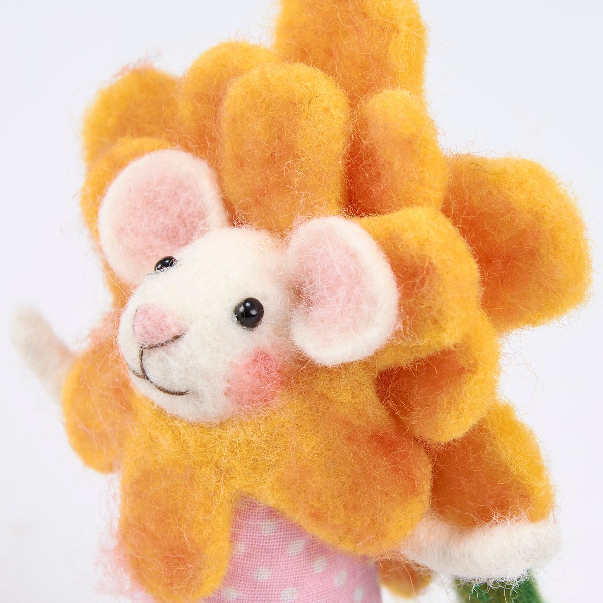 Charming Yellow Flower Felt Mouse Critter - Handmade Home Accent Decor