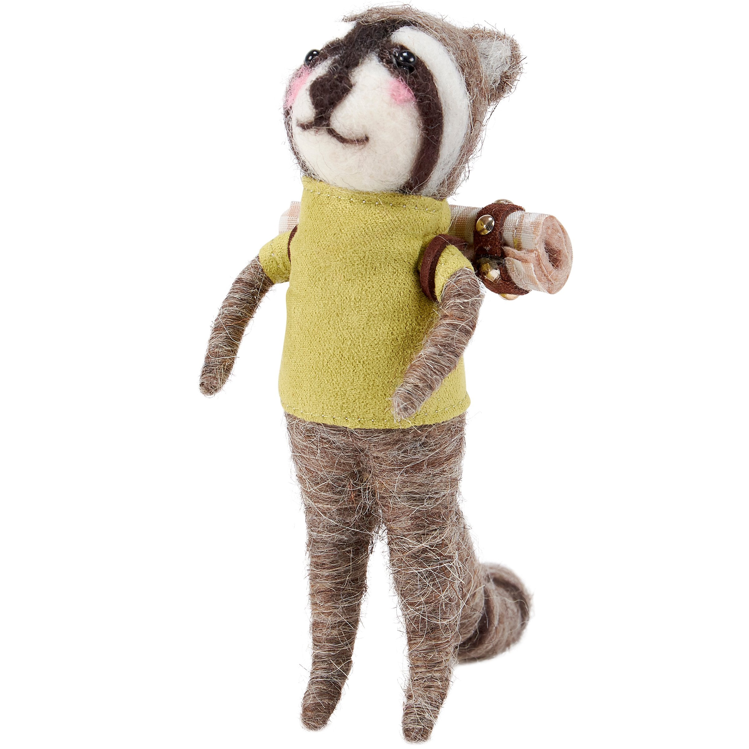 Charming Felt Picnic Raccoon Critter - Handmade Cabin & RV Outdoor Decor Accent