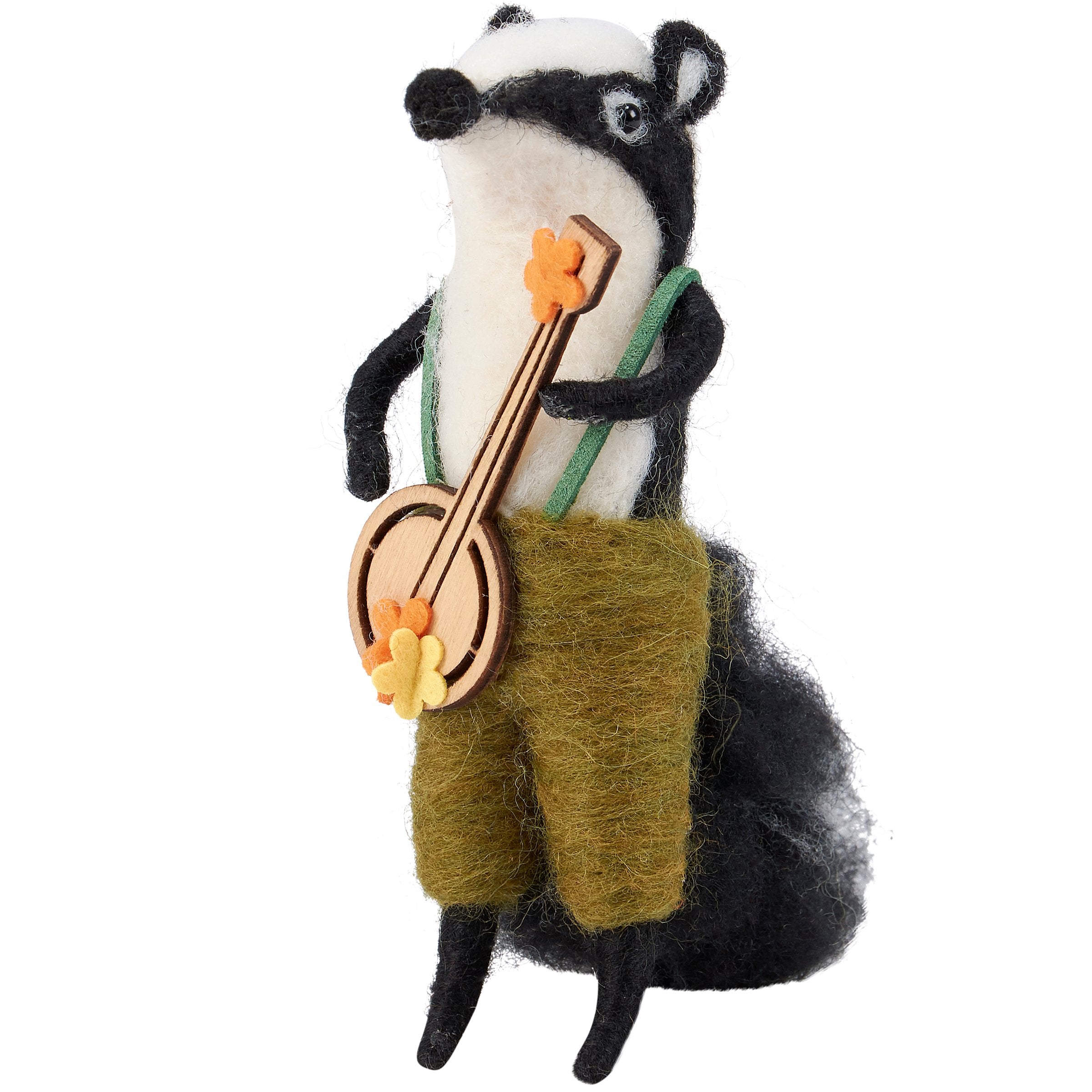 Charming Banjo Skunk Critter Felt Figurine for Cabin & RV Decor