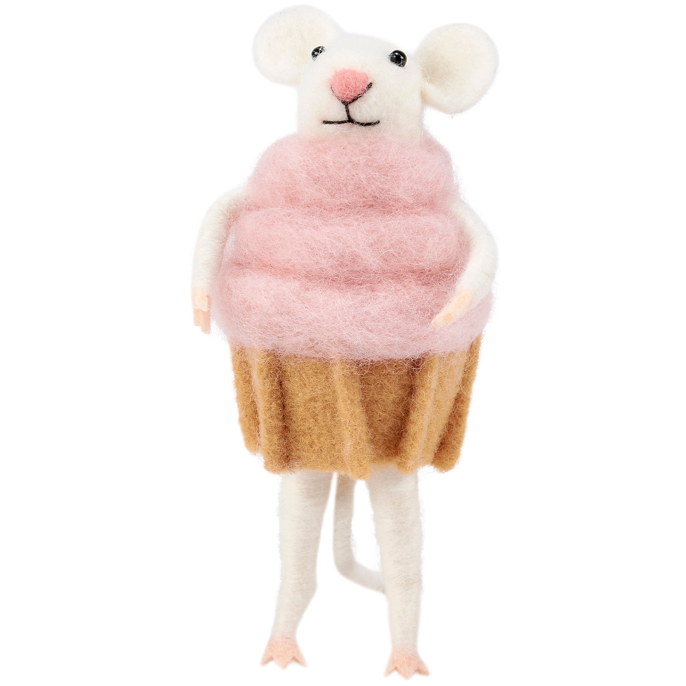 Adorable Felt Cupcake Mouse Critter: Whimsical Kitchen Decor & Baking Accent