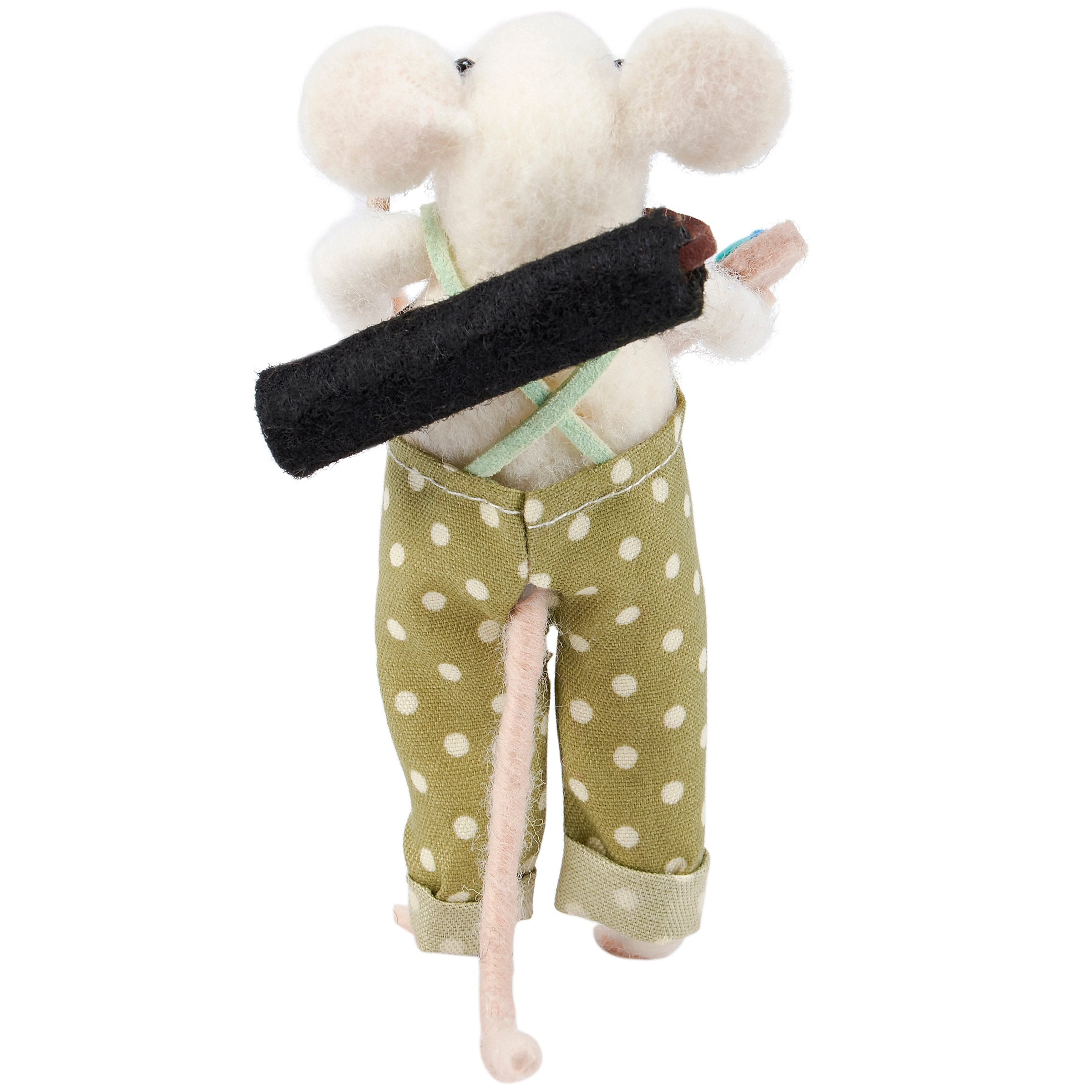 Adorable Felt Painter Mouse Critter with Tiny Palette & Brush, Unique Teacher Desk Decor