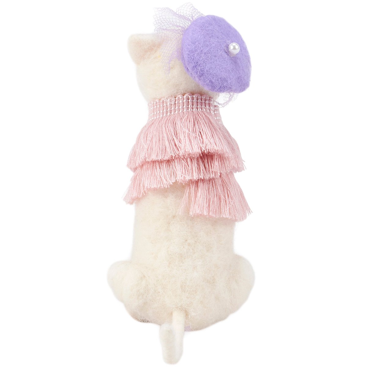 Elegant Flapper Dress Dog Critter Figurine Decor with Pearl Tassel Accents