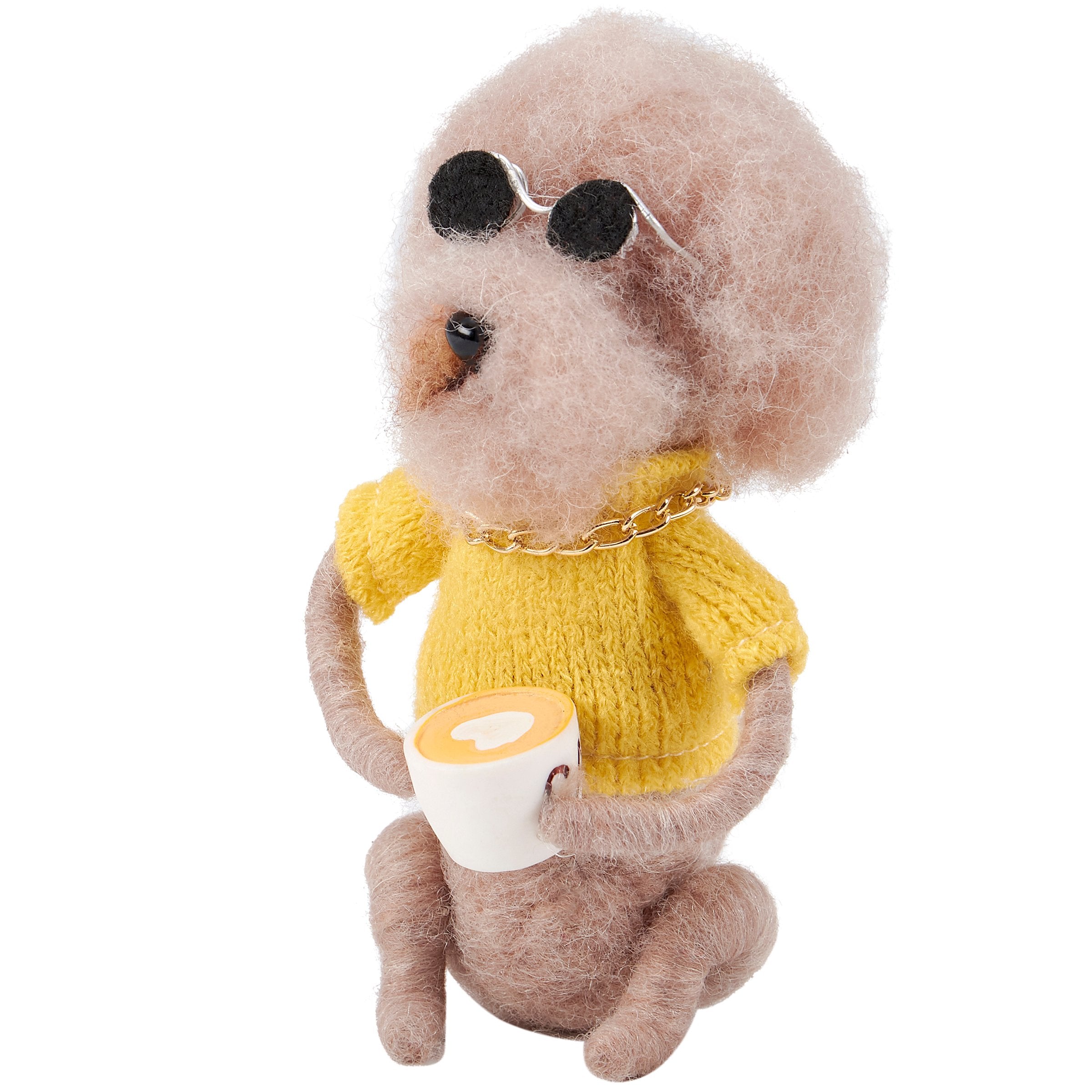 Charming Bichon Dog Critter with Coffee Mug and Necklace Home Decor