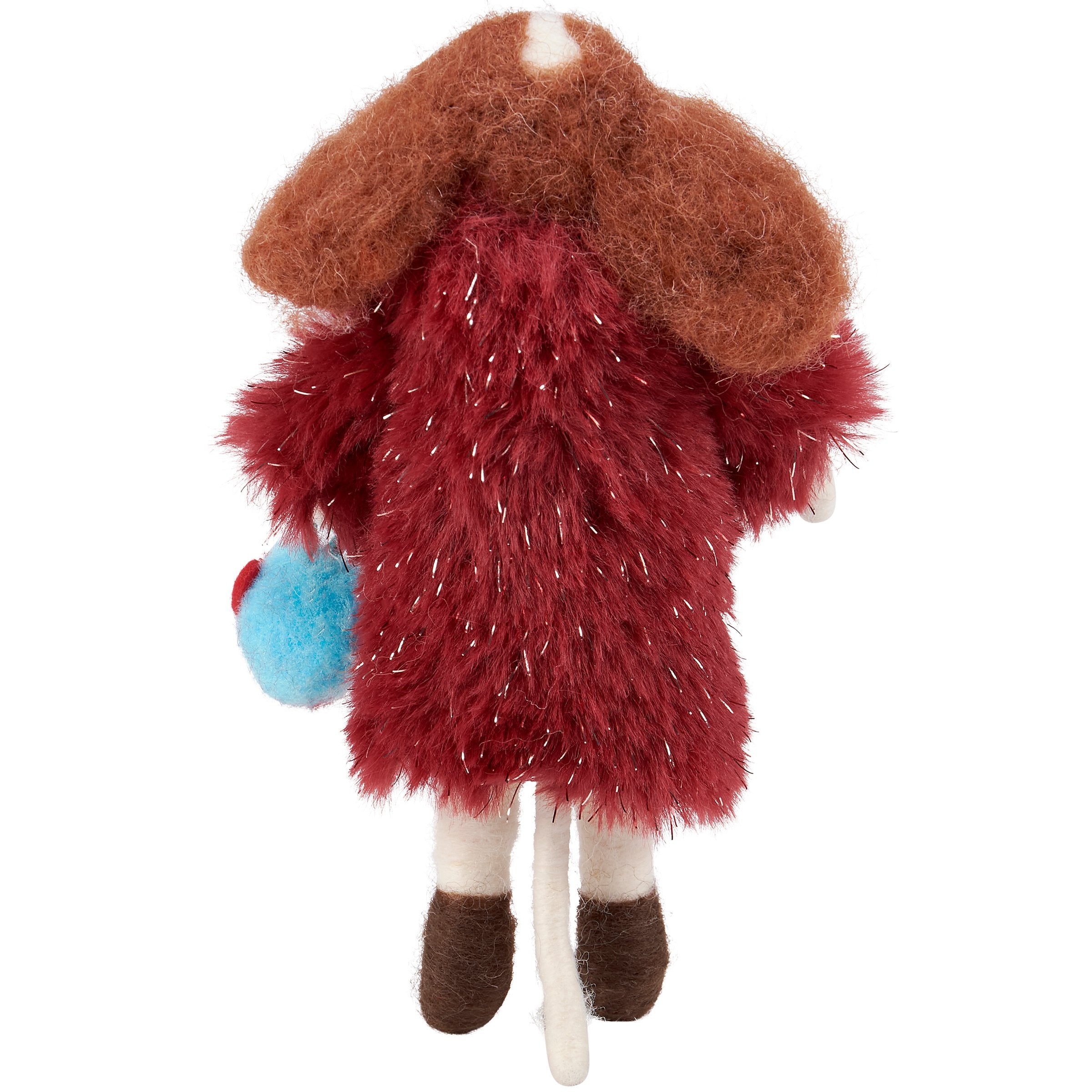 Adorable Felt Dog Critter Figurine: Stylish Fur Coat Home Decor Accent