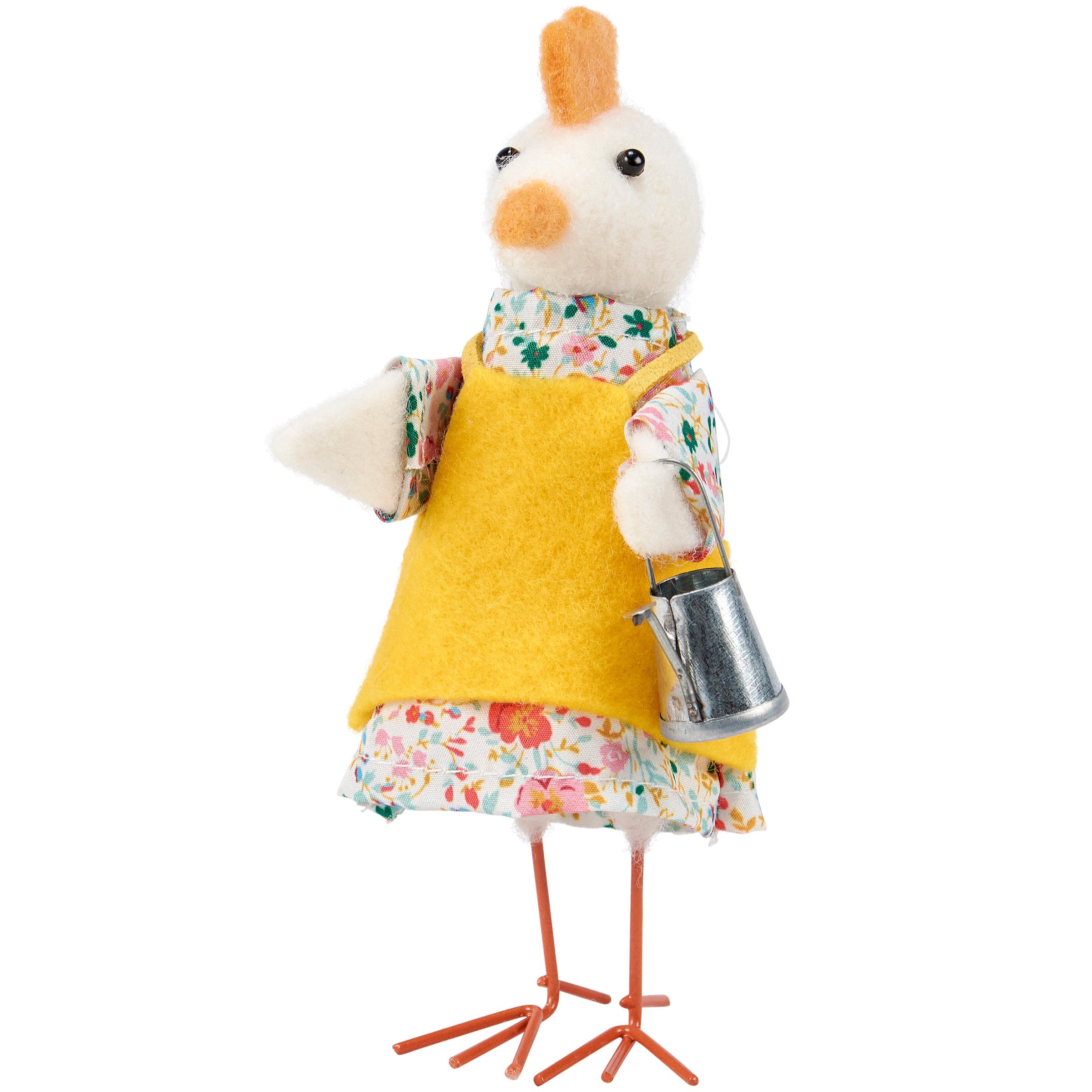 Charming Felt Chicken Critter with Watering Can - Farmhouse Home Decor