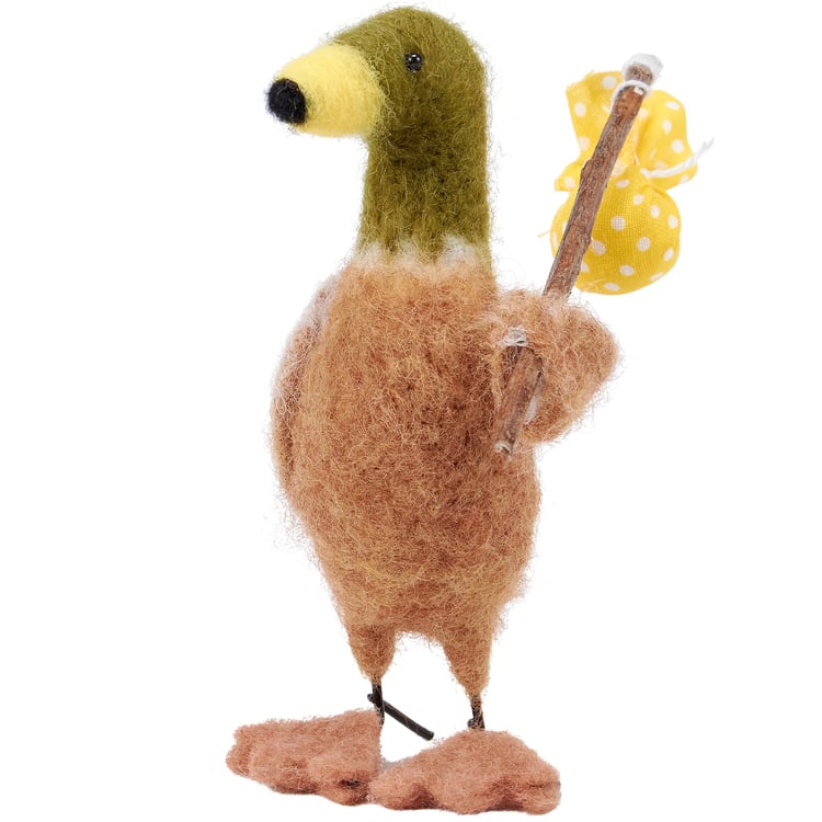 Charming Handcrafted Felt Duck Critter with Bindle - Rustic Cabin & RV Decor
