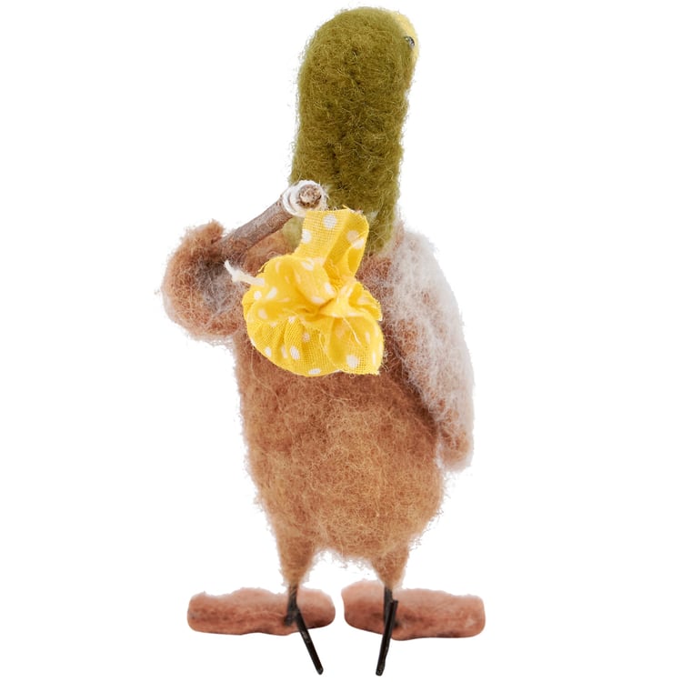 Charming Handcrafted Felt Duck Critter with Bindle - Rustic Cabin & RV Decor