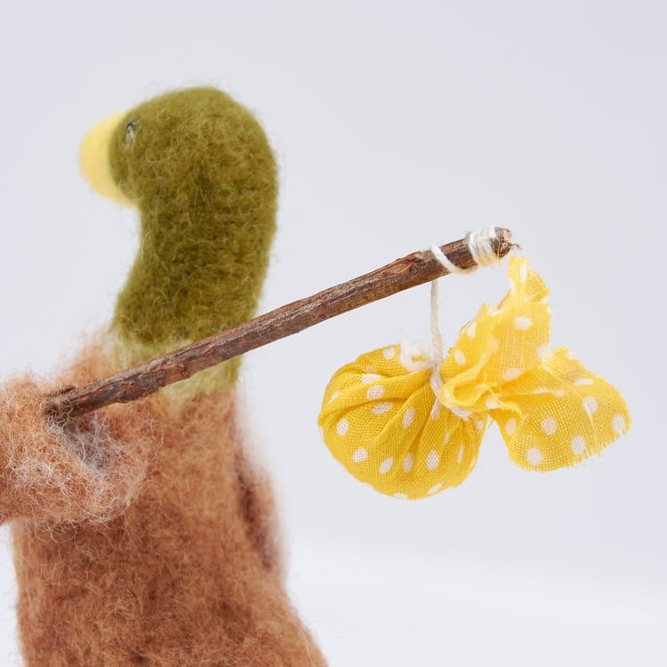 Charming Handcrafted Felt Duck Critter with Bindle - Rustic Cabin & RV Decor