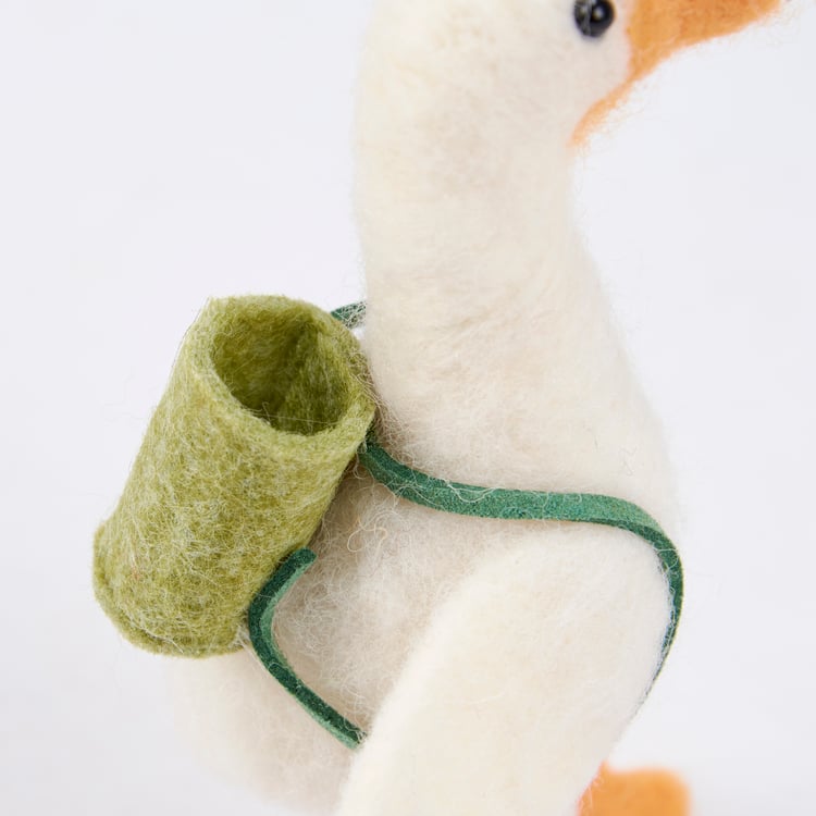 Charming Felt Duck Critter with Backpack - Handmade Home Accent Figurine