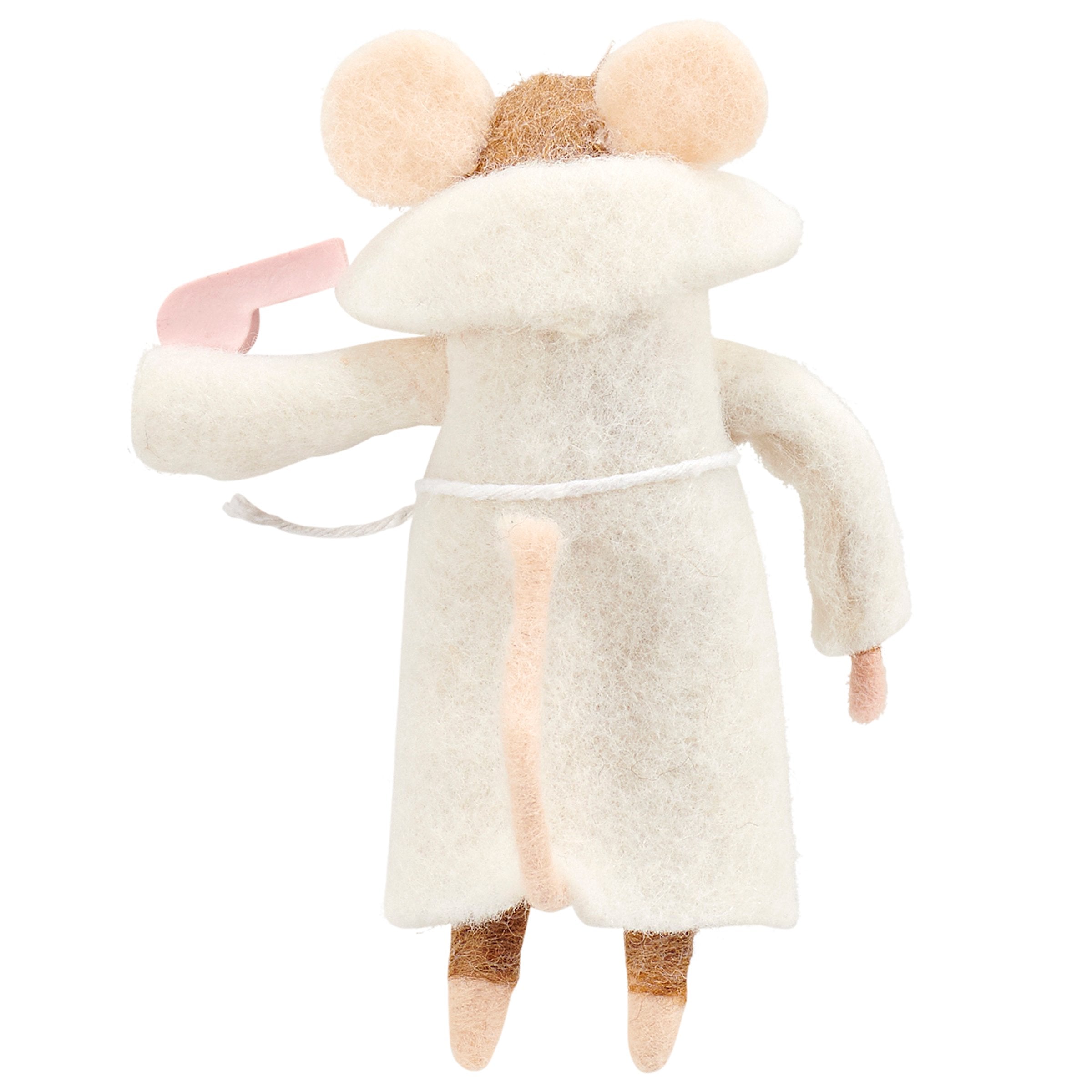 Delightful Felt Mouse Critter: Pink Hair Dryer, Bathrobe, Free-Standing Bathroom Accent