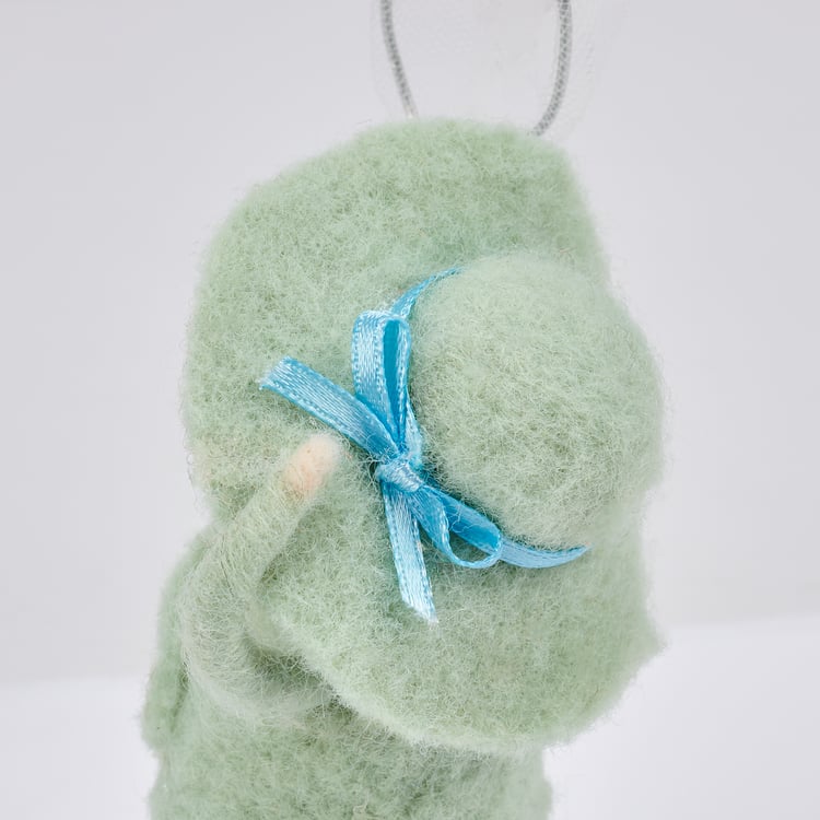 Charming Felt Mouse Critter Figurine with Floral Dress and Butterfly Net