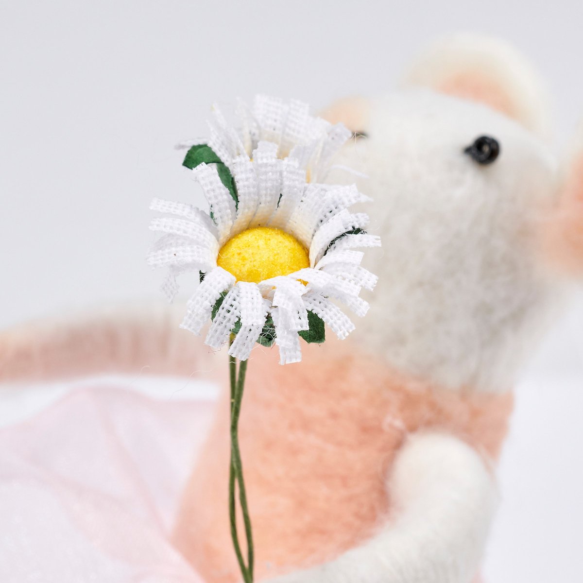 Cute Felt Ballerina Mouse Critter Figurine - Handmade Pink Tutu Home Decor