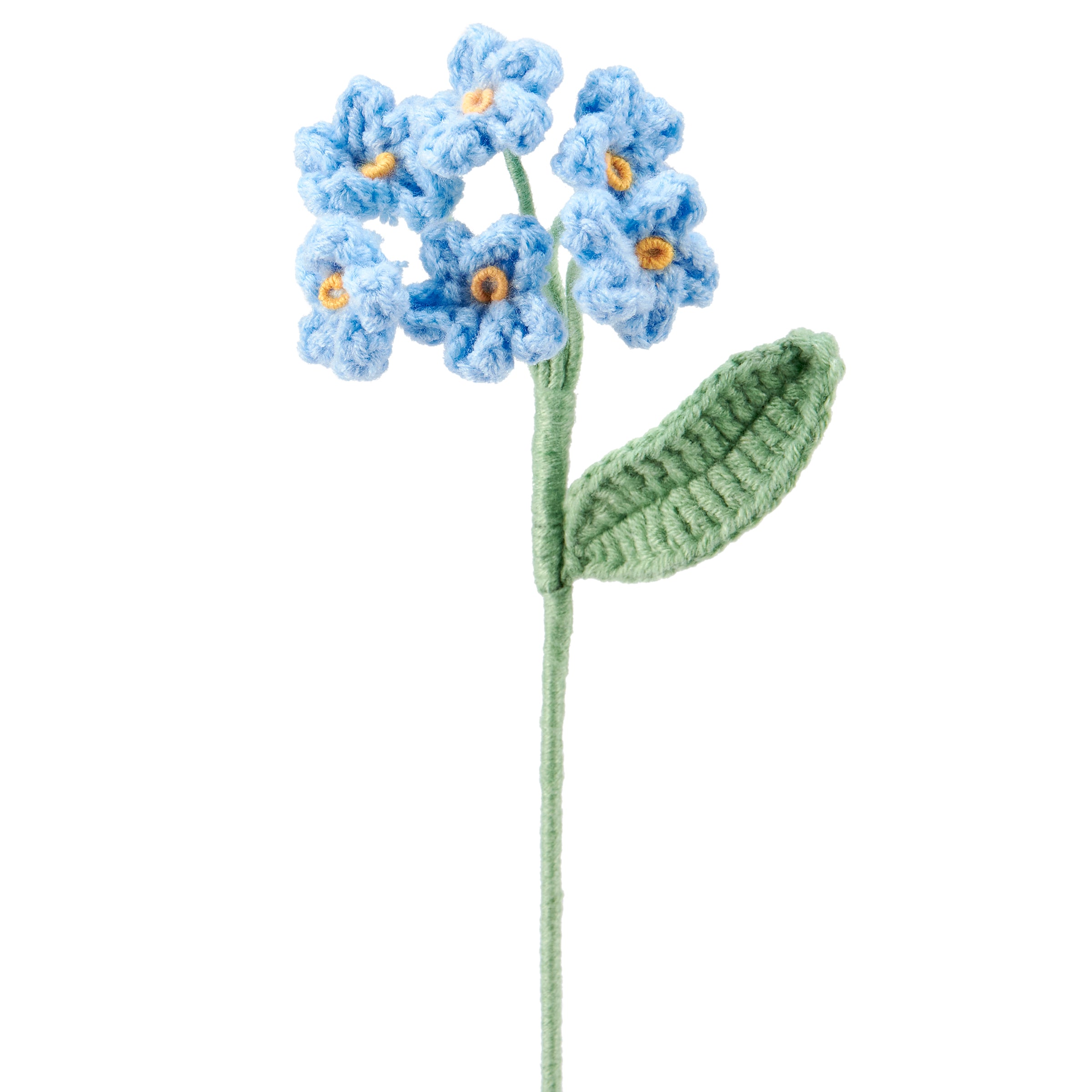 Handcrafted Crochet Forget-Me-Not Flower Pick, Realistic Acrylic Wire Botanical Decor