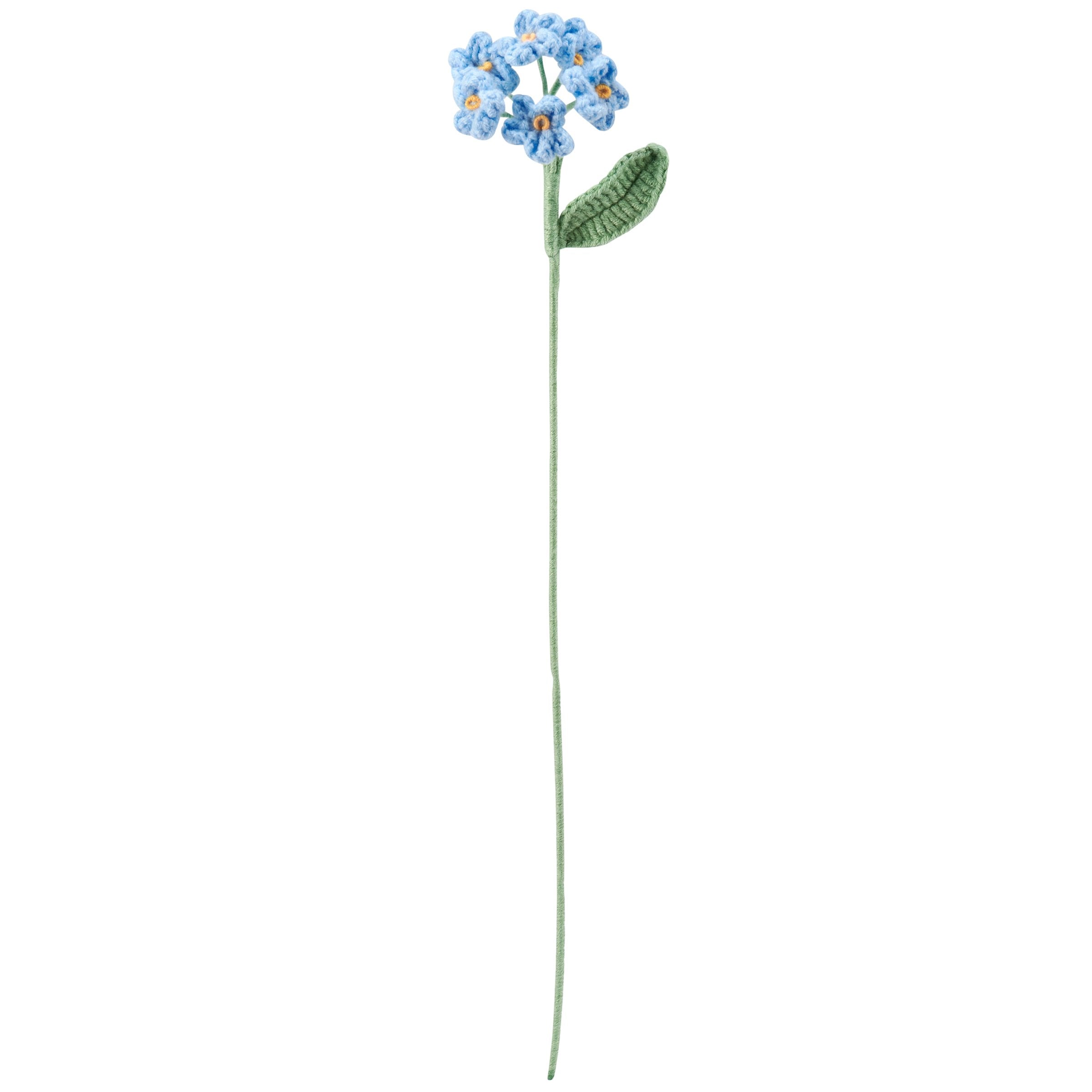 Handcrafted Crochet Forget-Me-Not Flower Pick, Realistic Acrylic Wire Botanical Decor