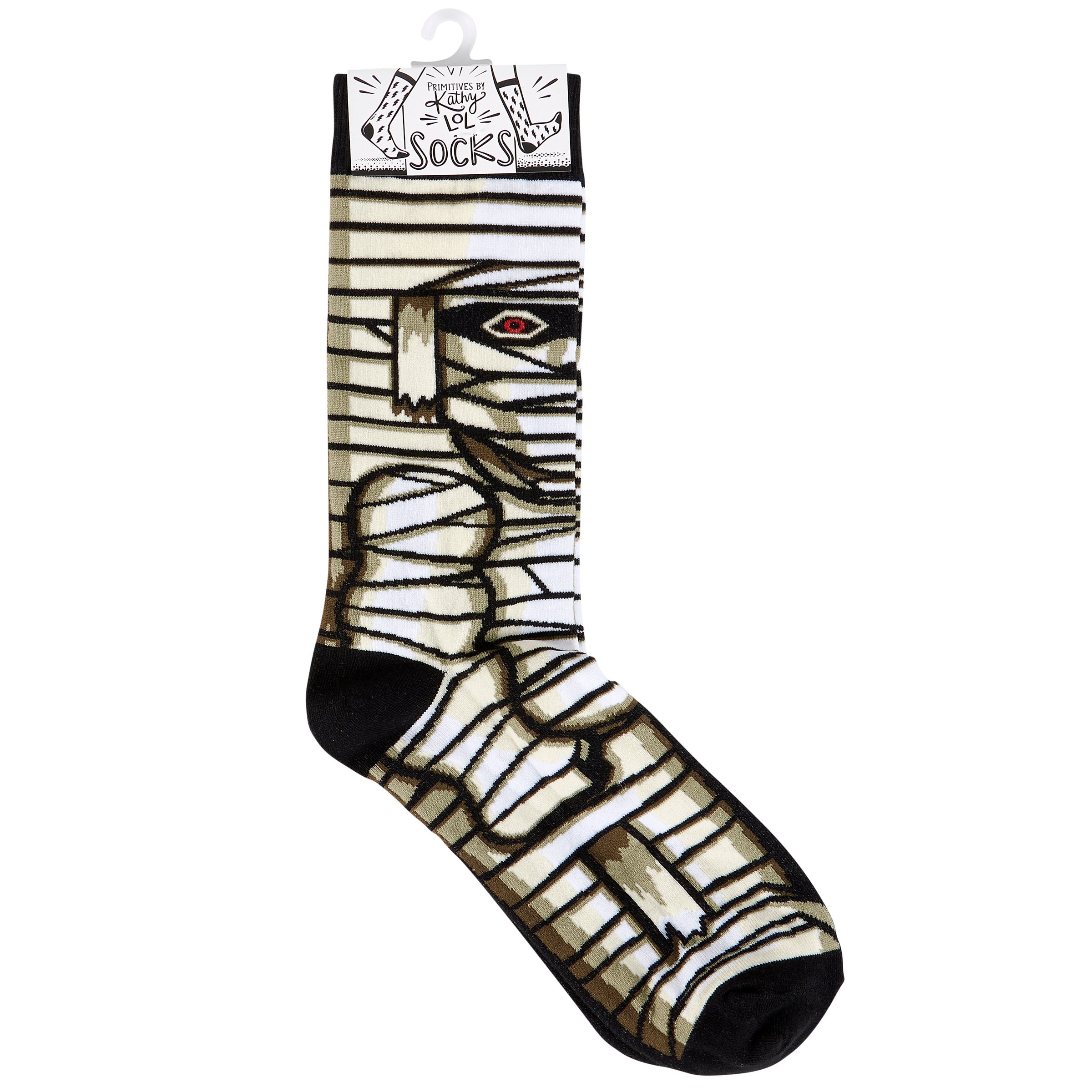 Spooky Mummy Halloween Socks - Cotton Blend, One Size Fits Most, Playful Design
