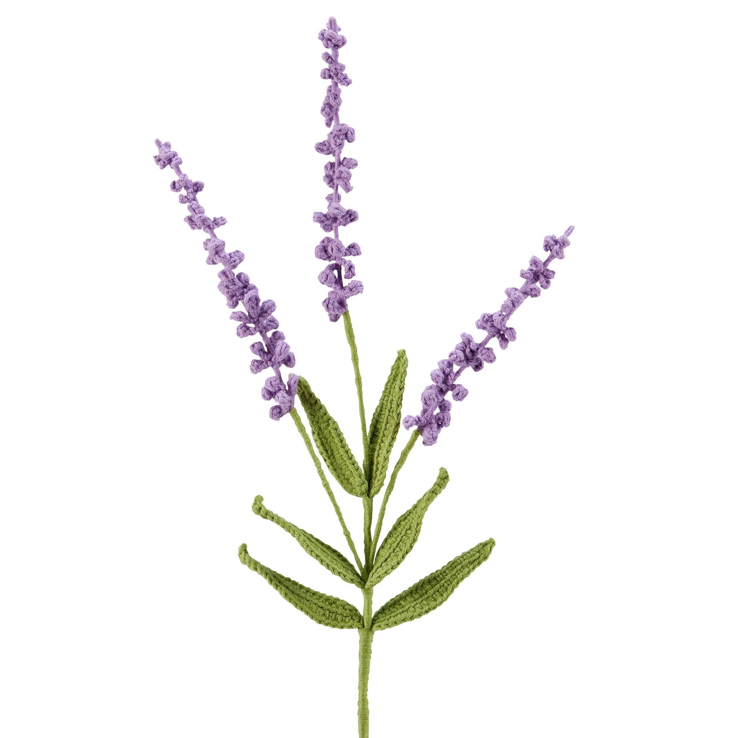Lifelike Lavender Crochet Flower Pick - 24-Inch Faux Botanical Home Decor