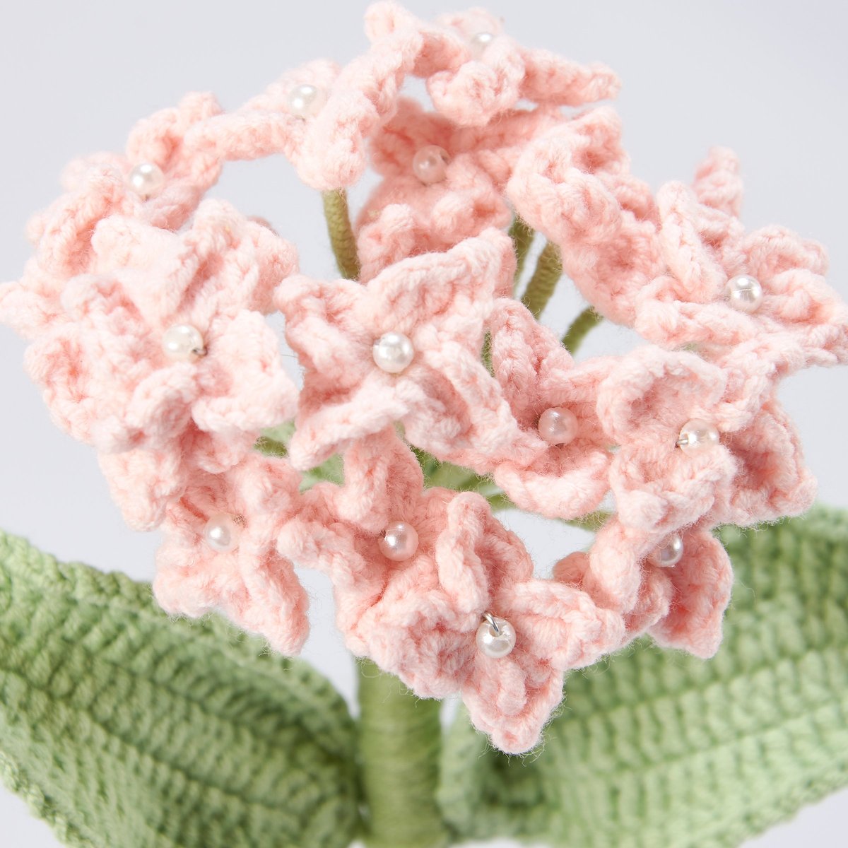 Charming Pink Hydrangea Crochet Flower Pick, Decorative Faux Floral Home Decor