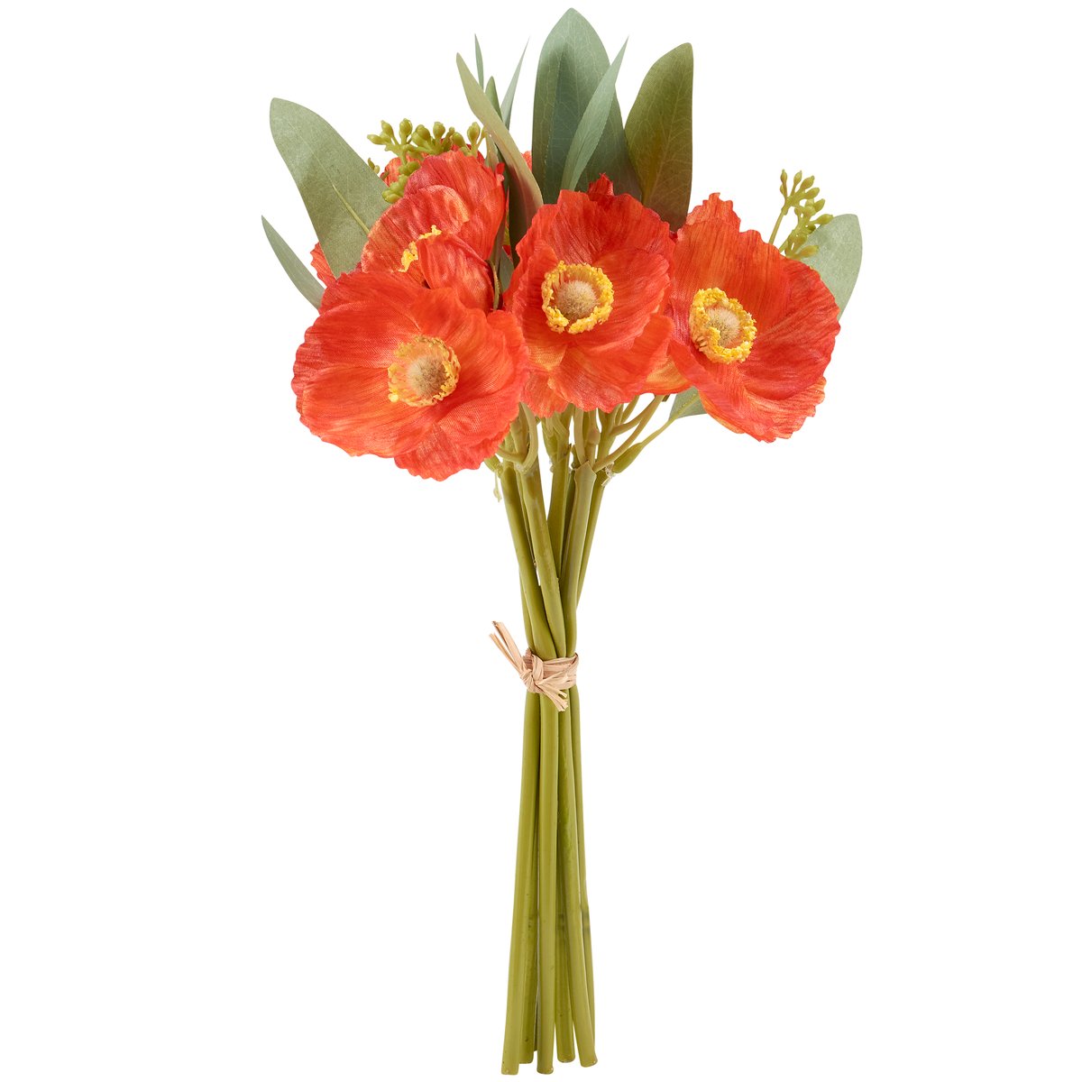 Vibrant Faux Poppies Bouquet - Realistic Artificial Floral Home Decor Arrangement