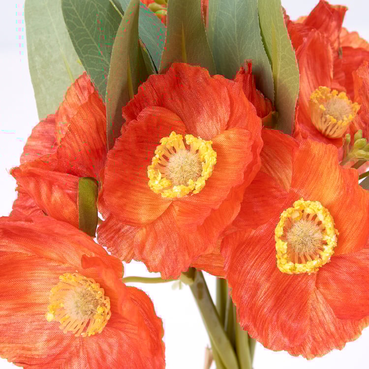 Vibrant Faux Poppies Bouquet - Realistic Artificial Floral Home Decor Arrangement