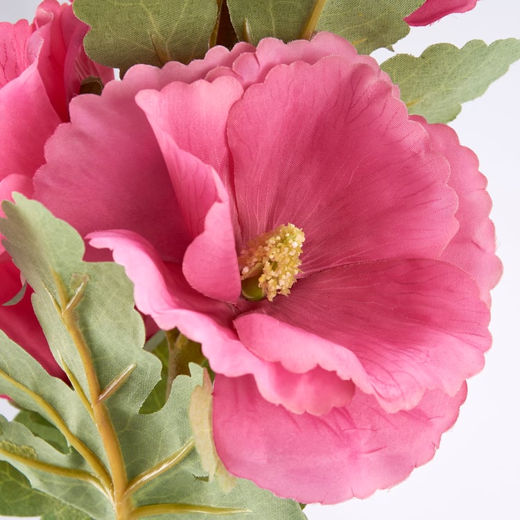Vibrant Dark Pink Hollyhock Floral Pick, Realistic Faux Botanical Decor