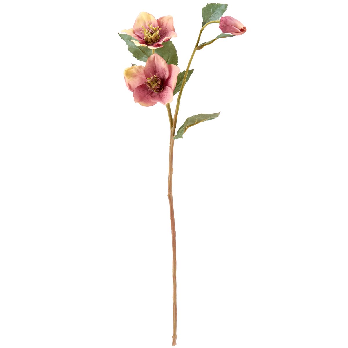 Vibrant Pink Hellebore Faux Floral Pick, Lifelike Greenery, 22-Inch Artificial Flower