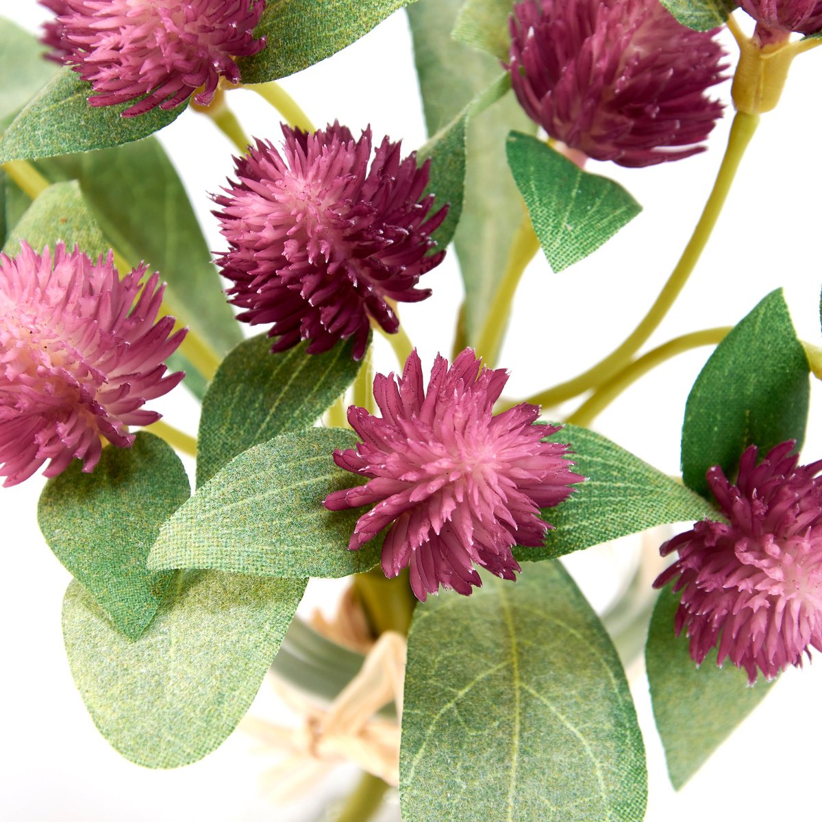 Lifelike Faux Globe Amaranth Floral Arrangement in Clear Glass Vase Home Decor