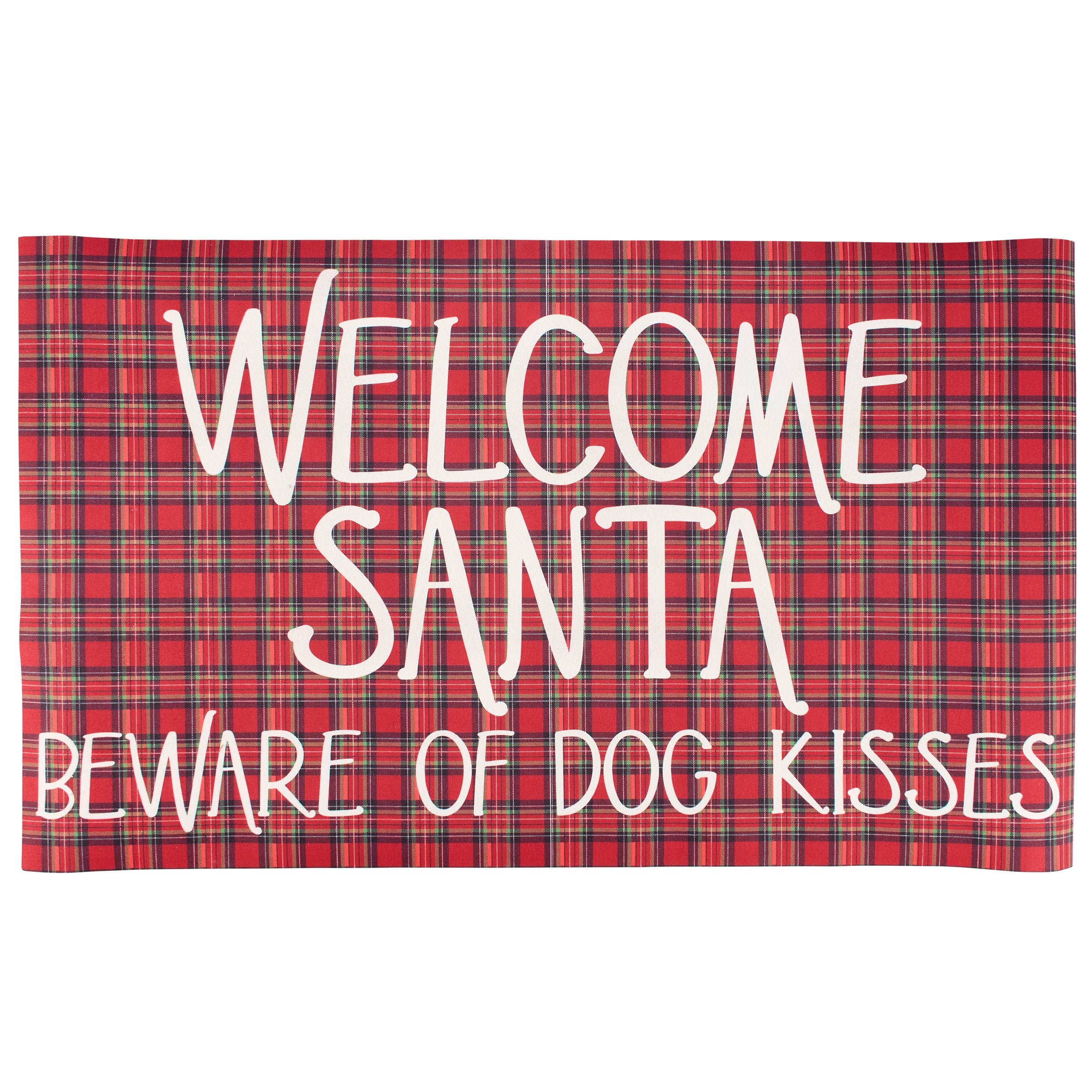 Charming Christmas Plaid Dog Kisses Rug - Indoor/Outdoor Holiday Pet Decor