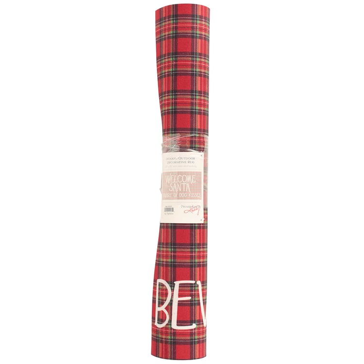 Charming Christmas Plaid Dog Kisses Rug - Indoor/Outdoor Holiday Pet Decor