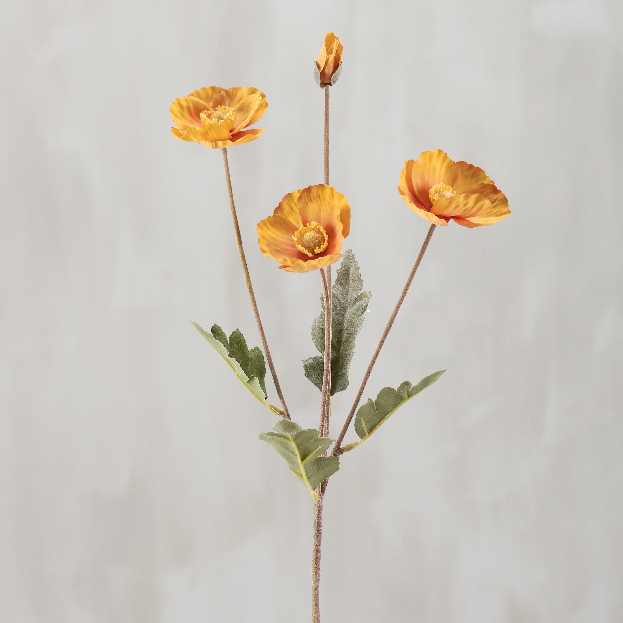 Vibrant Yellow Poppy Floral Pick - Realistic Faux Flower for Home Decor