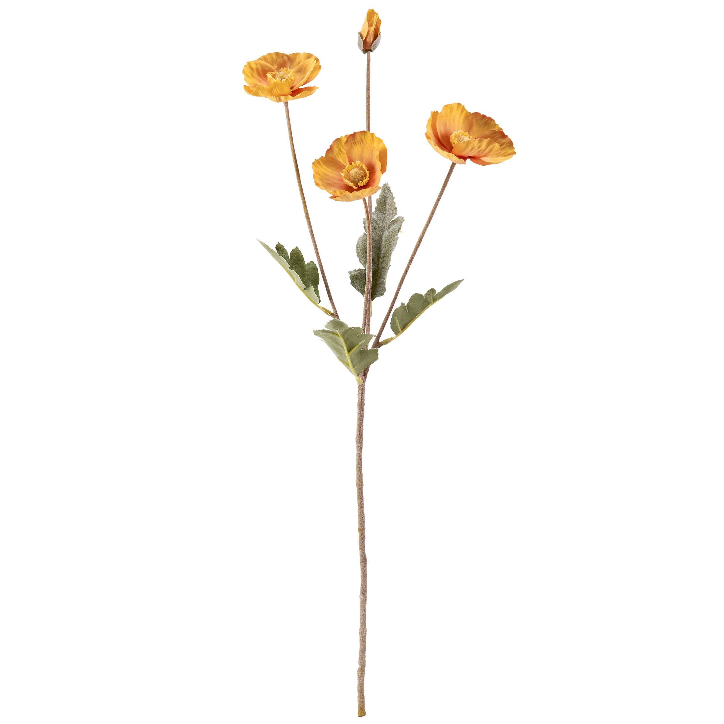 Vibrant Yellow Poppy Floral Pick - Realistic Faux Flower for Home Decor