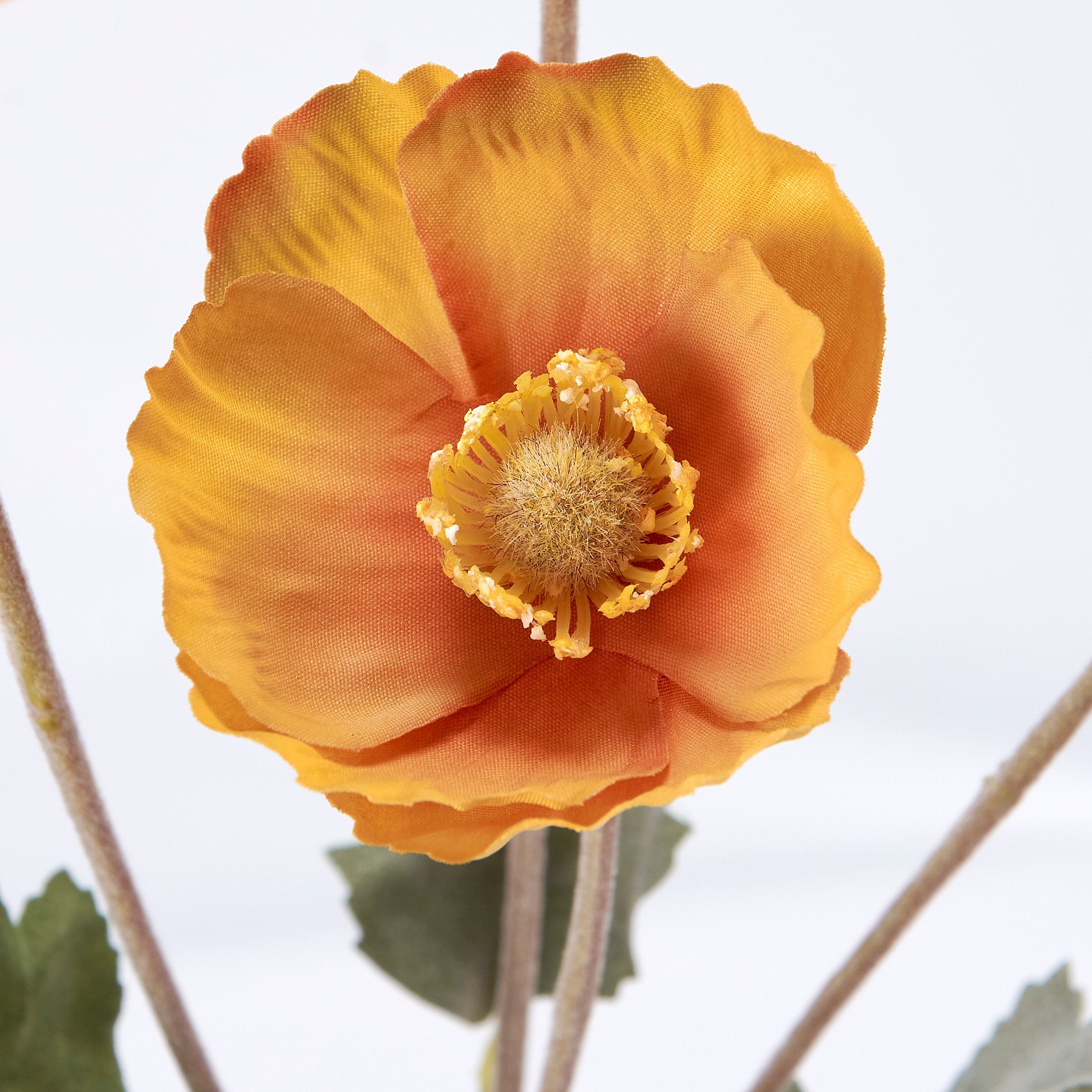 Vibrant Yellow Poppy Floral Pick - Realistic Faux Flower for Home Decor