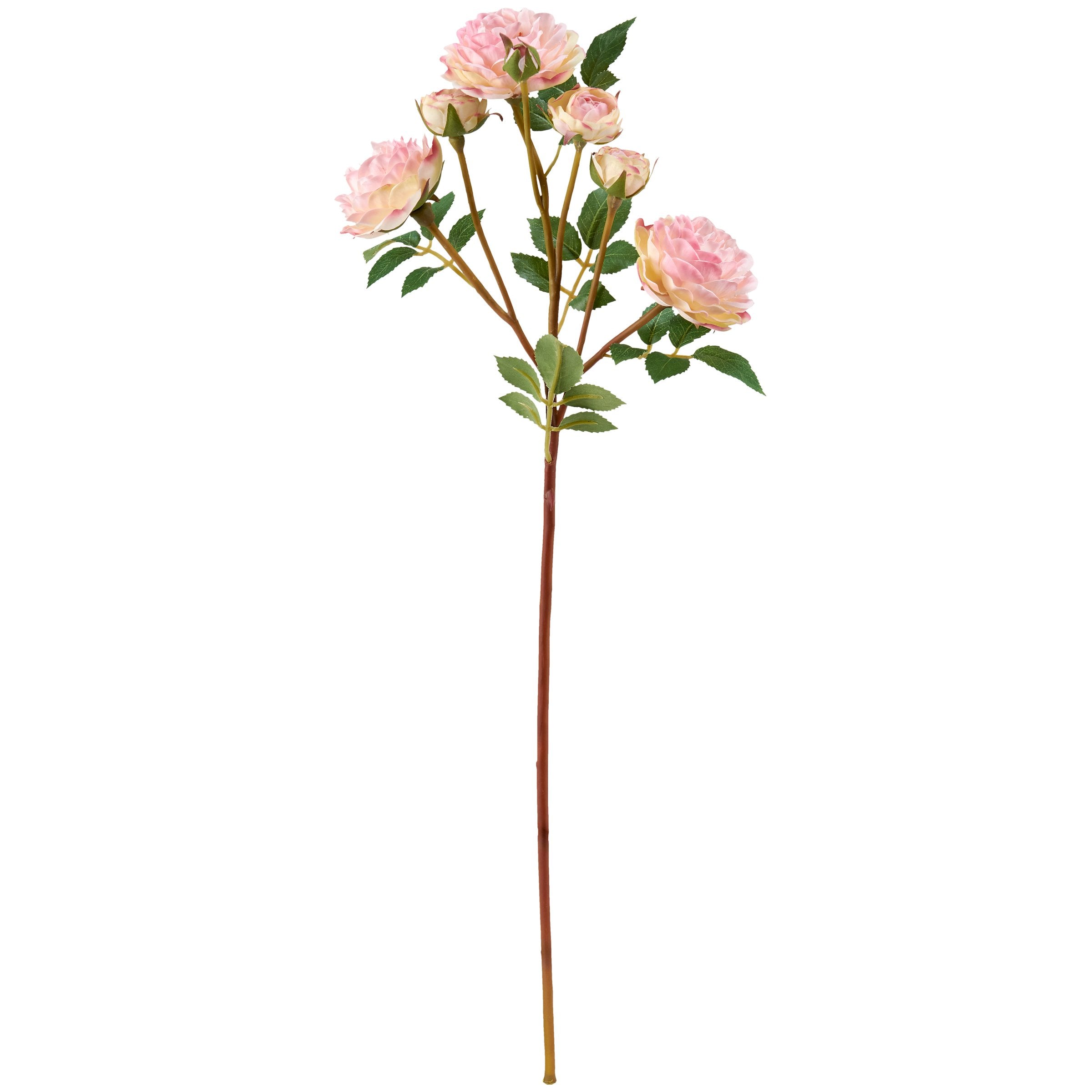 Vibrant Pink Roses Faux Floral Pick, Lifelike Greenery for Effortless Decor