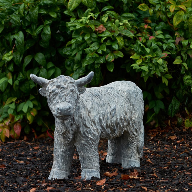 Adorable Highland Cow Figurine - Rustic Stone Finish Farmhouse Home Decor Accent