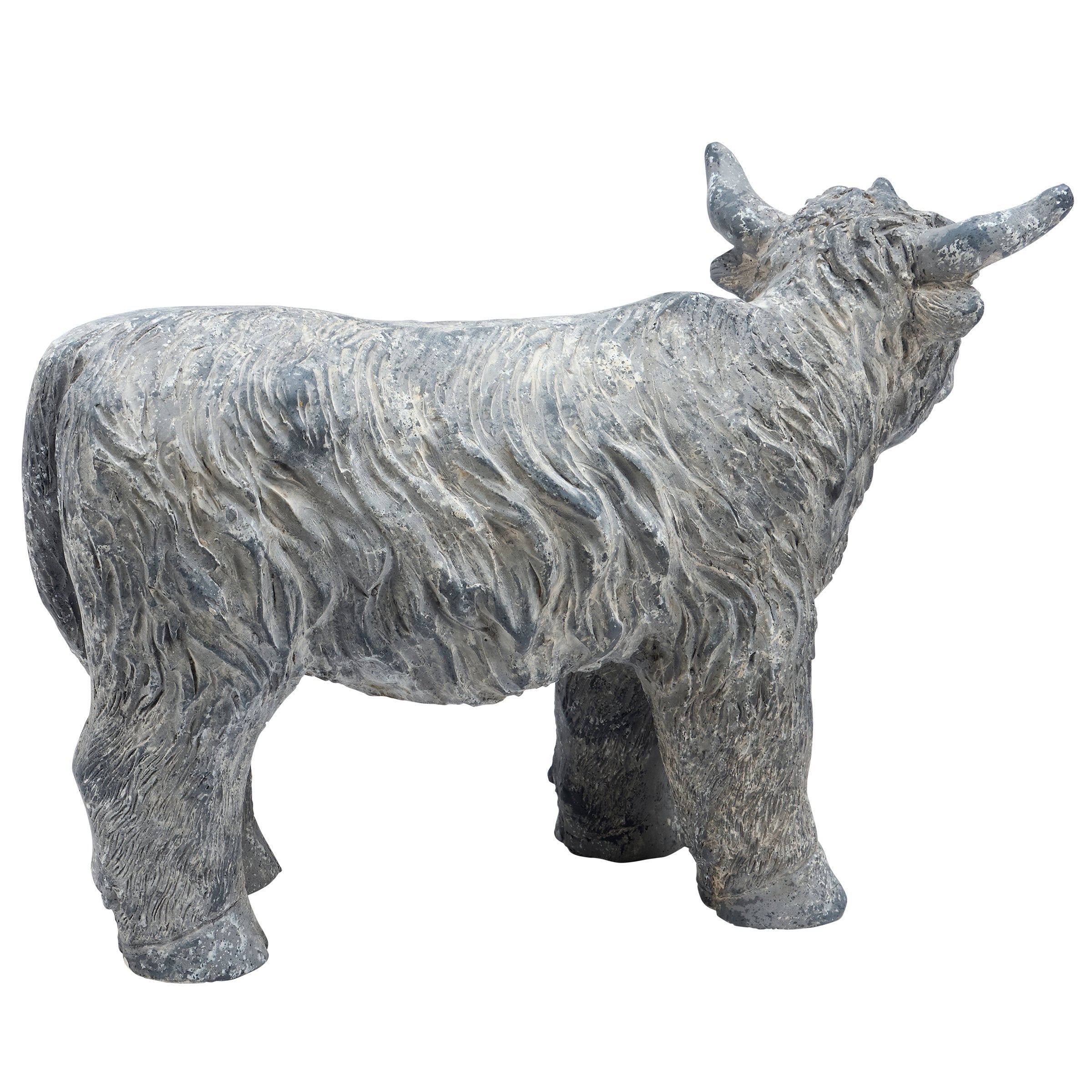 Adorable Highland Cow Figurine - Rustic Stone Finish Farmhouse Home Decor Accent