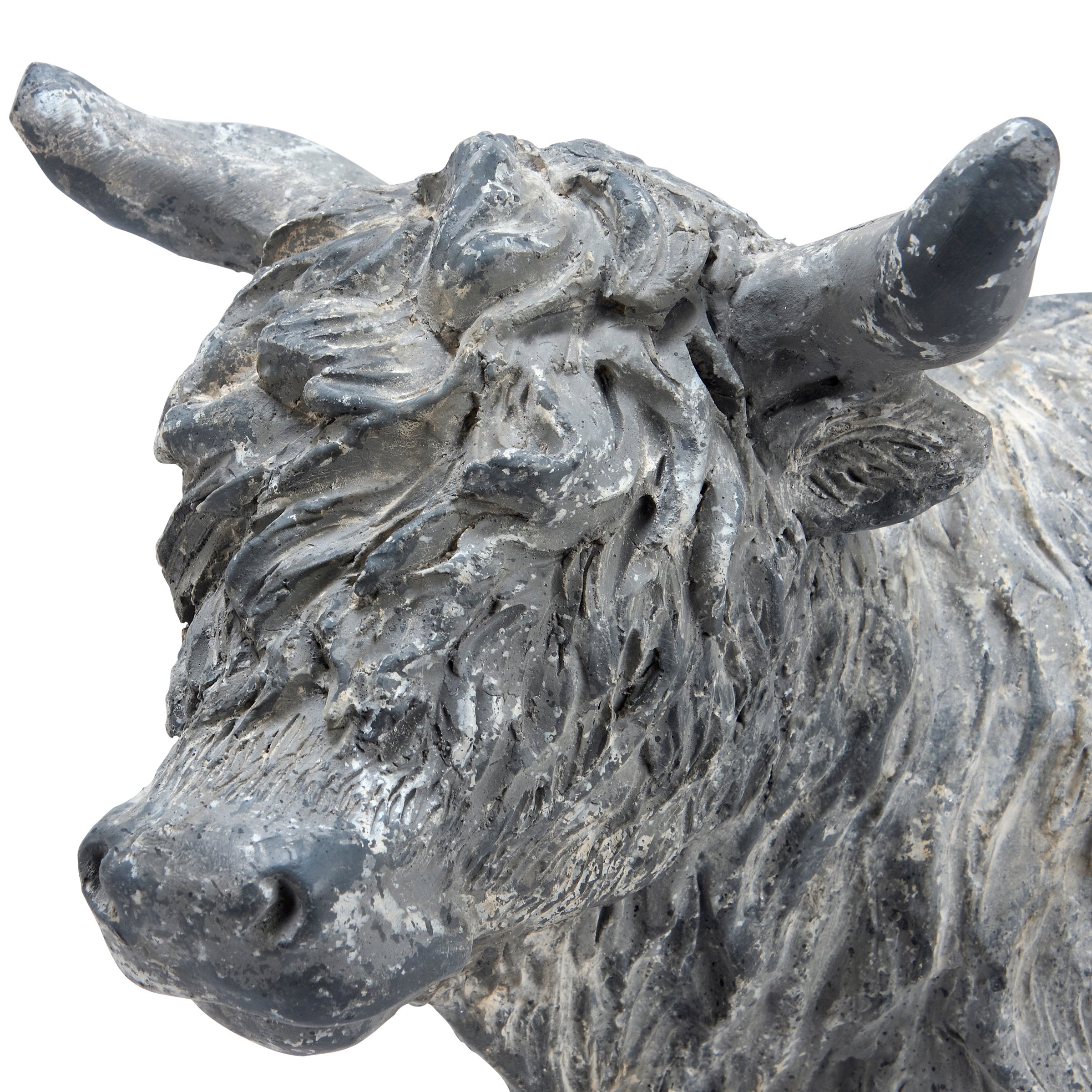 Adorable Highland Cow Figurine - Rustic Stone Finish Farmhouse Home Decor Accent