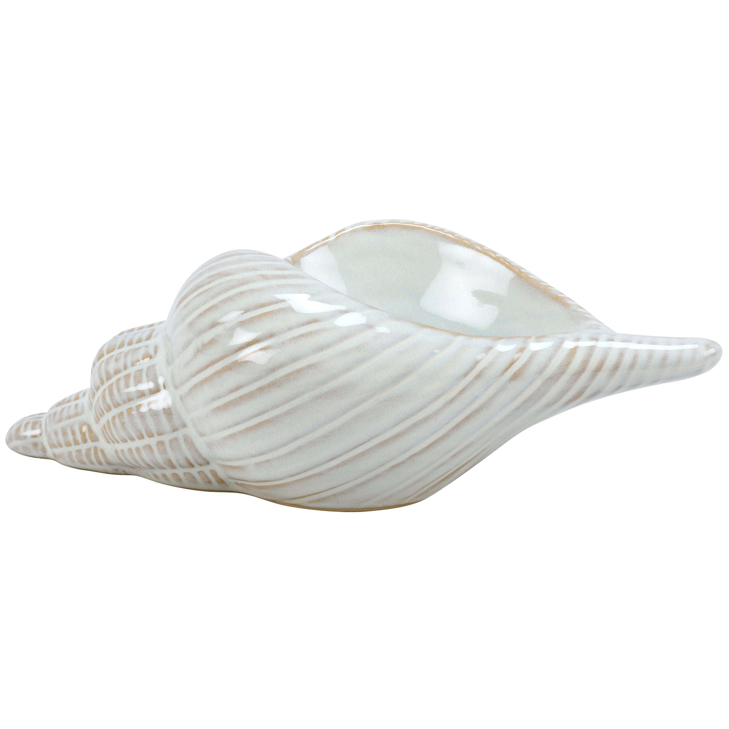 Elegant Ceramic Conch Shell Sitter Coastal Decorative Home Accent Figurine