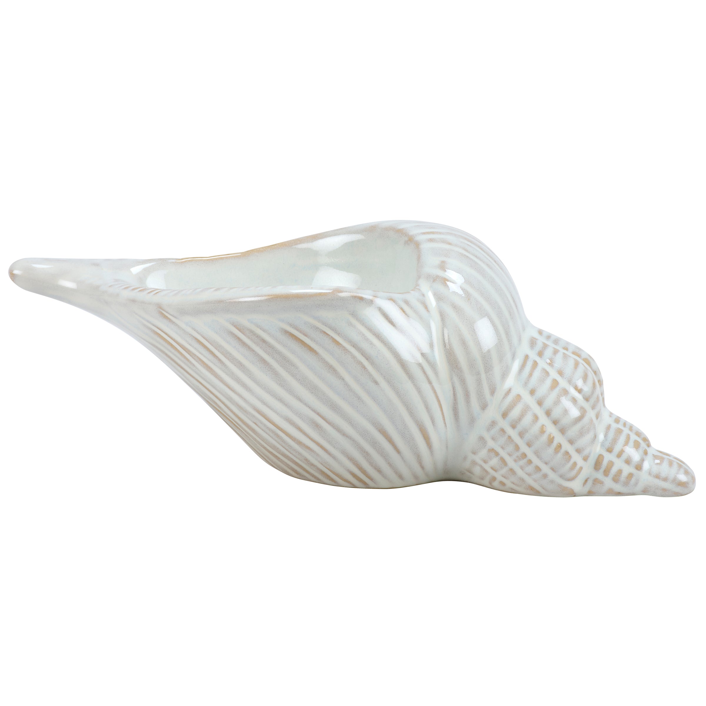 Elegant Ceramic Conch Shell Sitter Coastal Decorative Home Accent Figurine