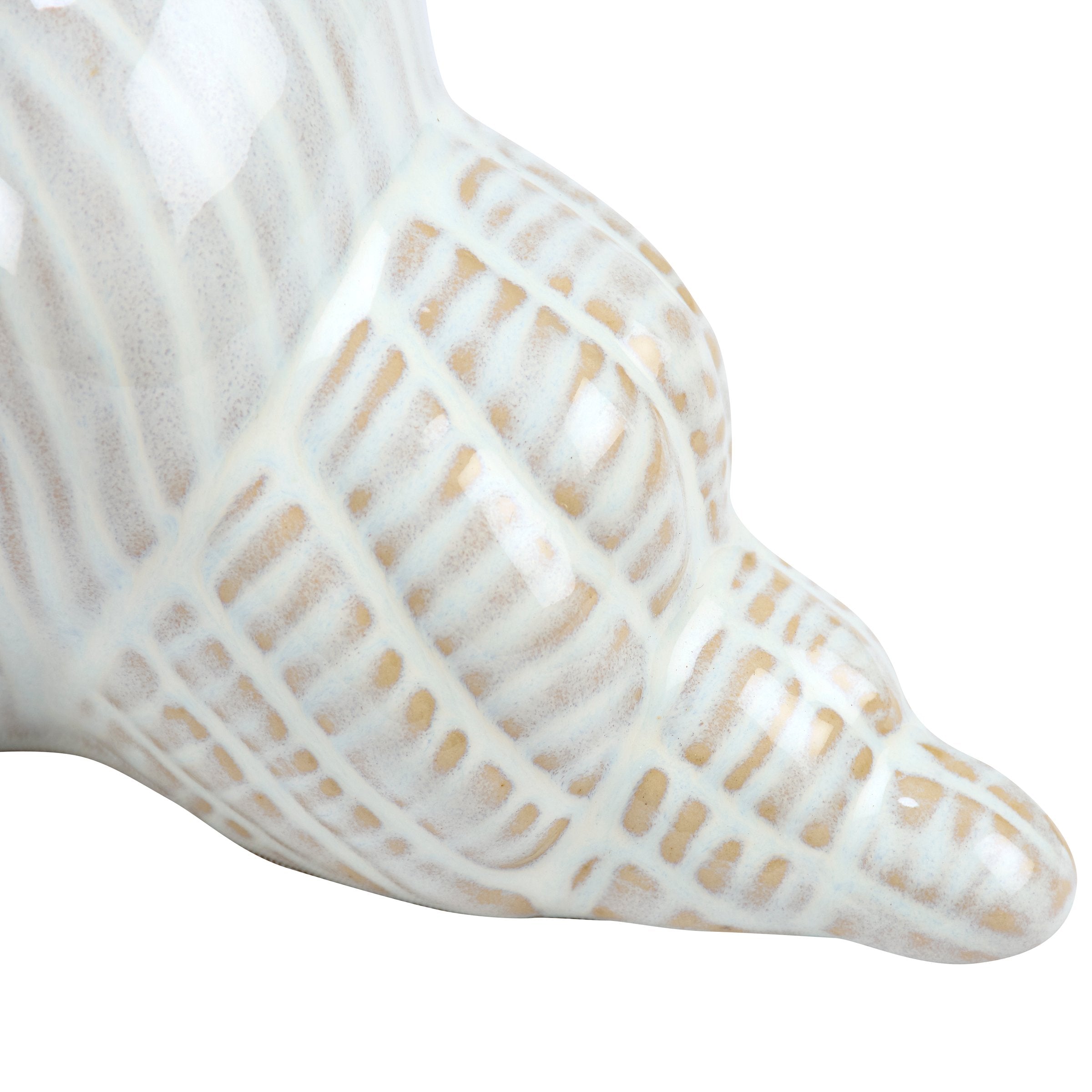 Elegant Ceramic Conch Shell Sitter Coastal Decorative Home Accent Figurine