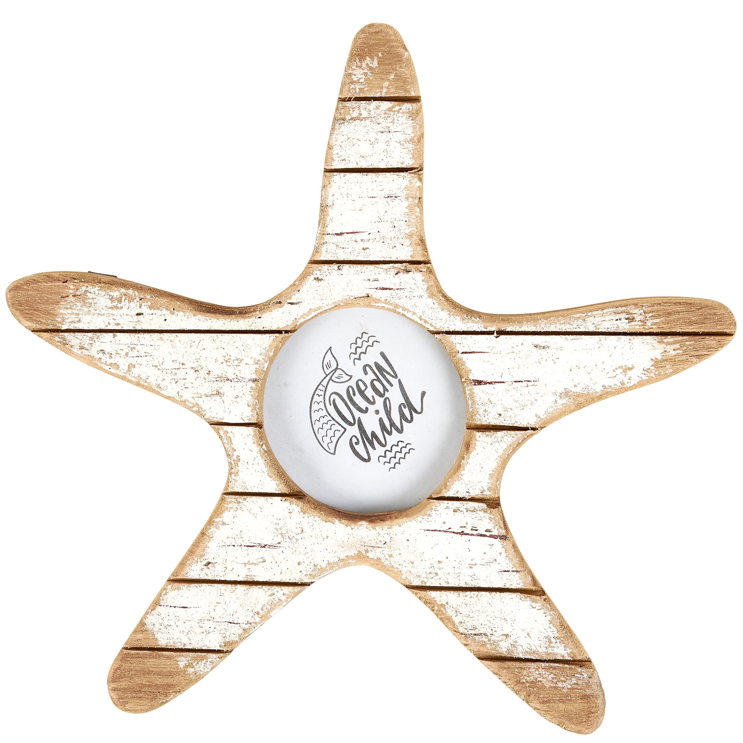 Rustic Starfish Wood Wall Frame for 4x4 Photos - Coastal Beach Decor