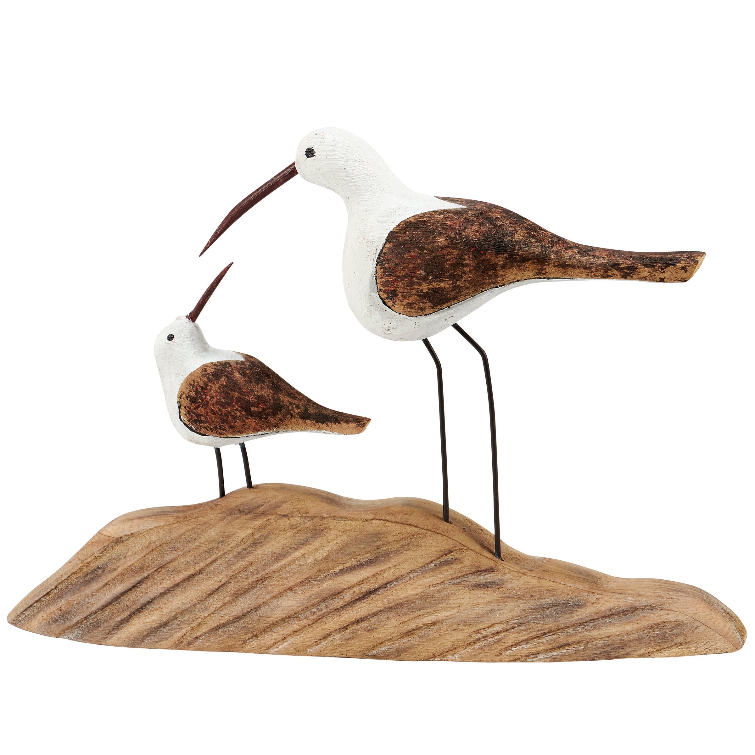 Charming Sandhill Cranes Sitter - Rustic Wood & Metal Coastal Bird Decor