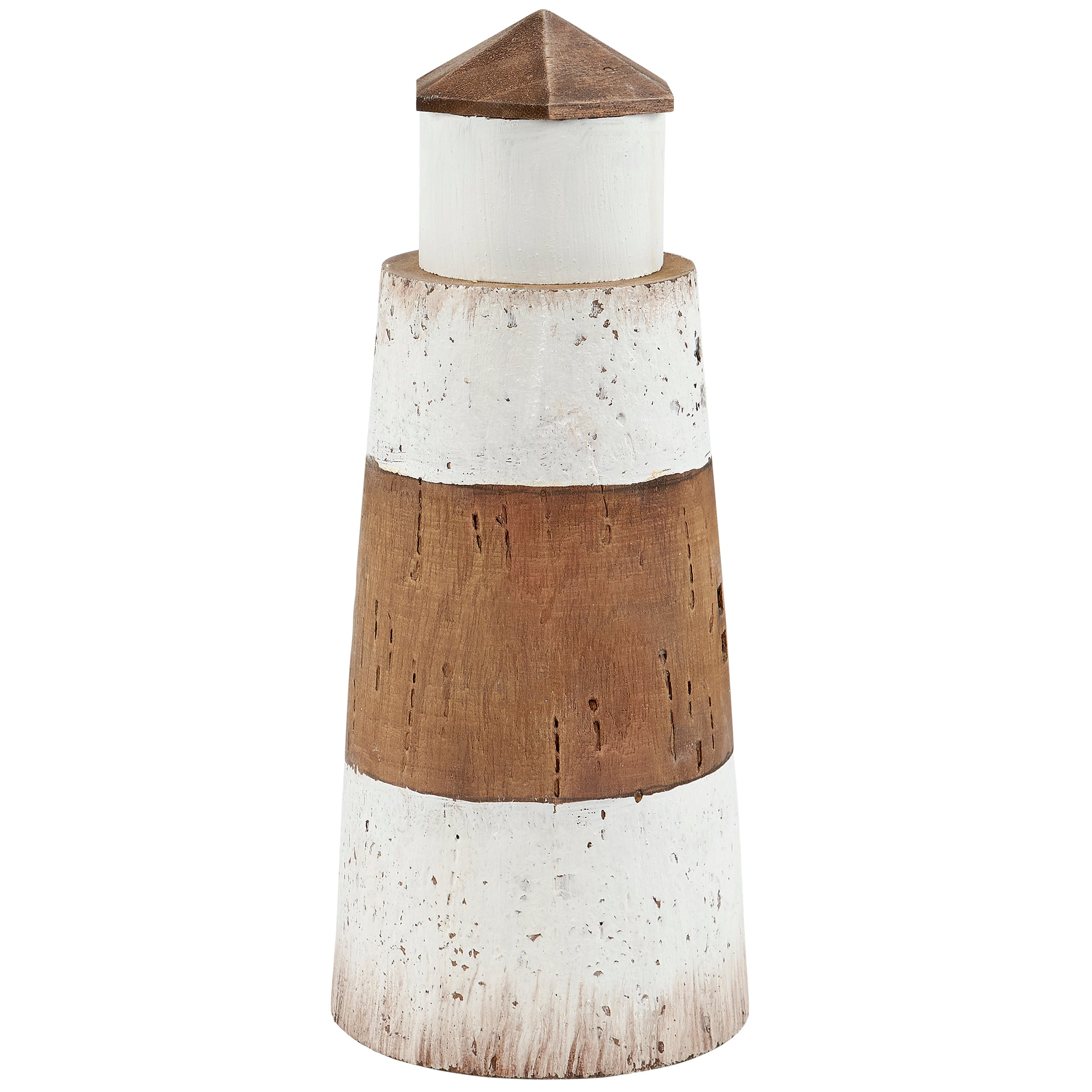 Charming Coastal Driftwood Lighthouse Sitter - Rustic Beach Home Accent Decor