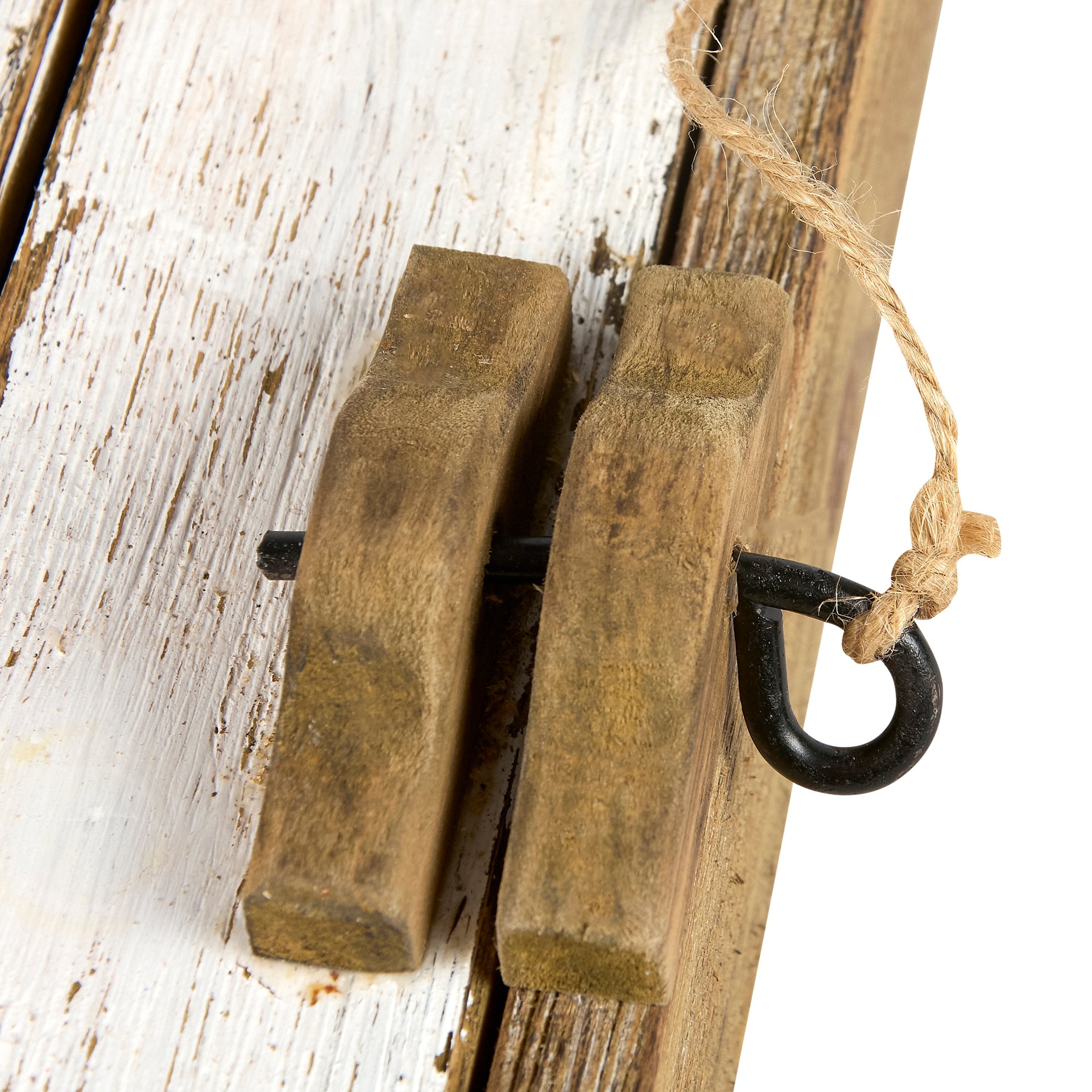 Rustic Starfish Beach Wood Wall Cabinet Key Holder with Hooks & Latch