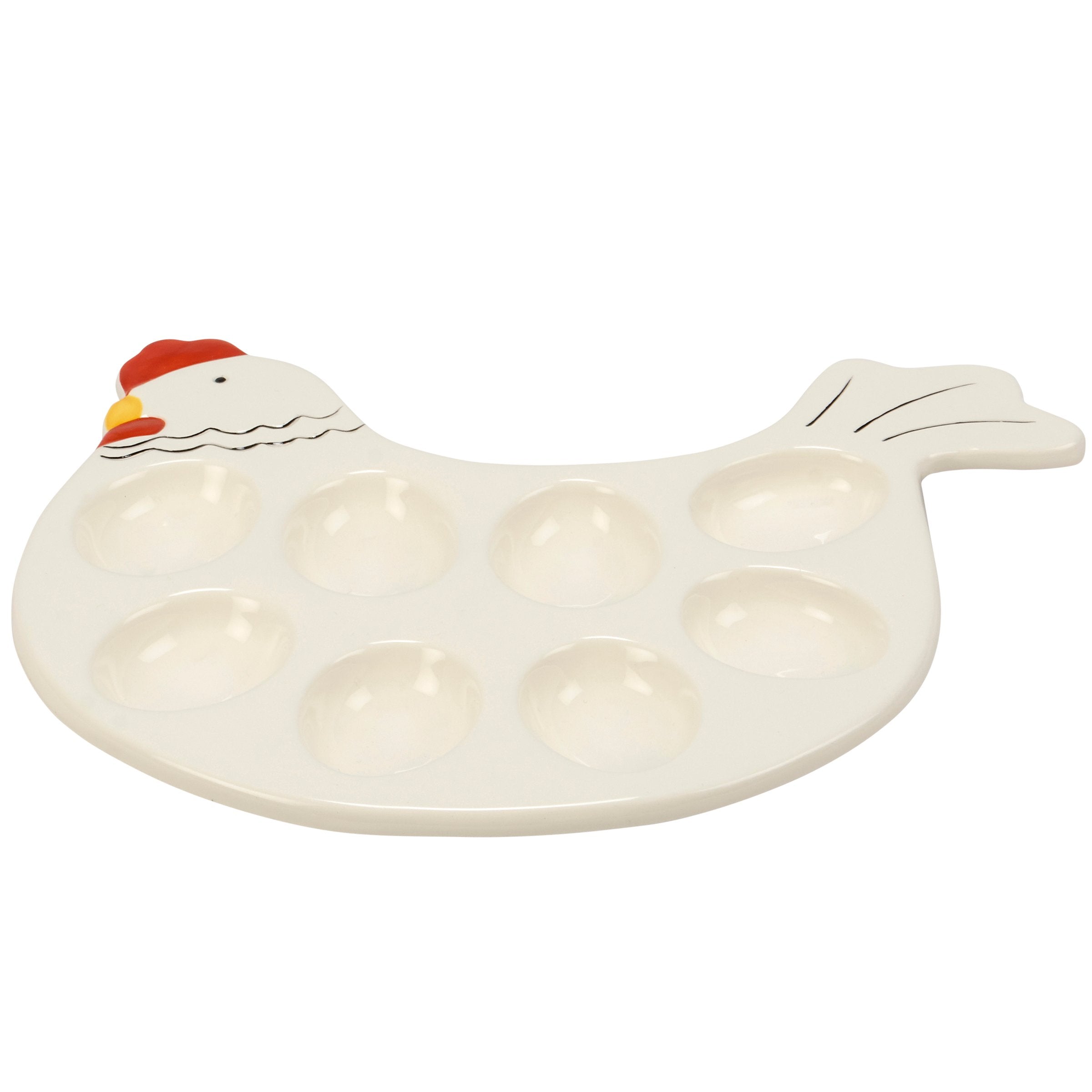 Charming Farmhouse Chicken Deviled Egg Platter for 8 Eggs