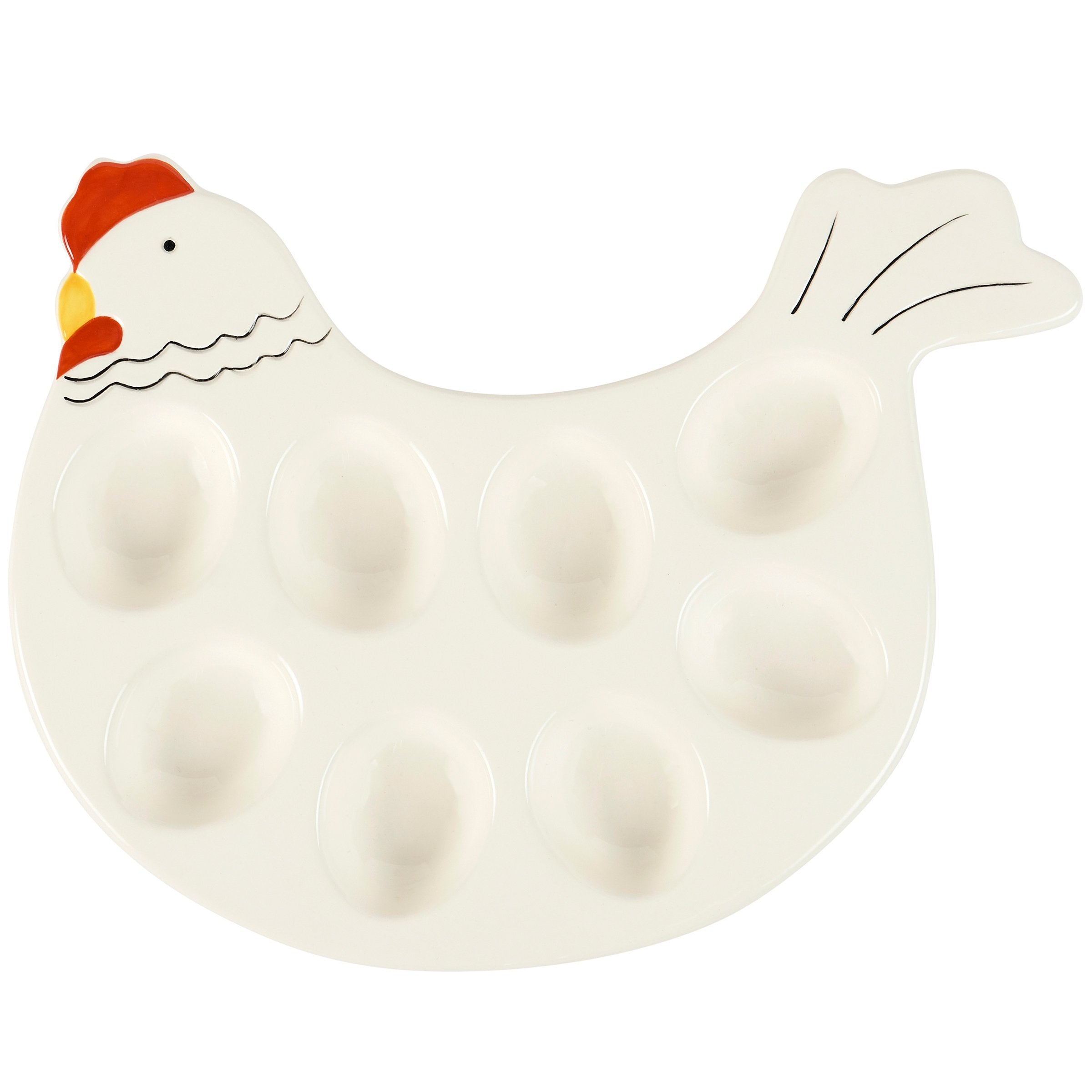 Charming Farmhouse Chicken Deviled Egg Platter for 8 Eggs