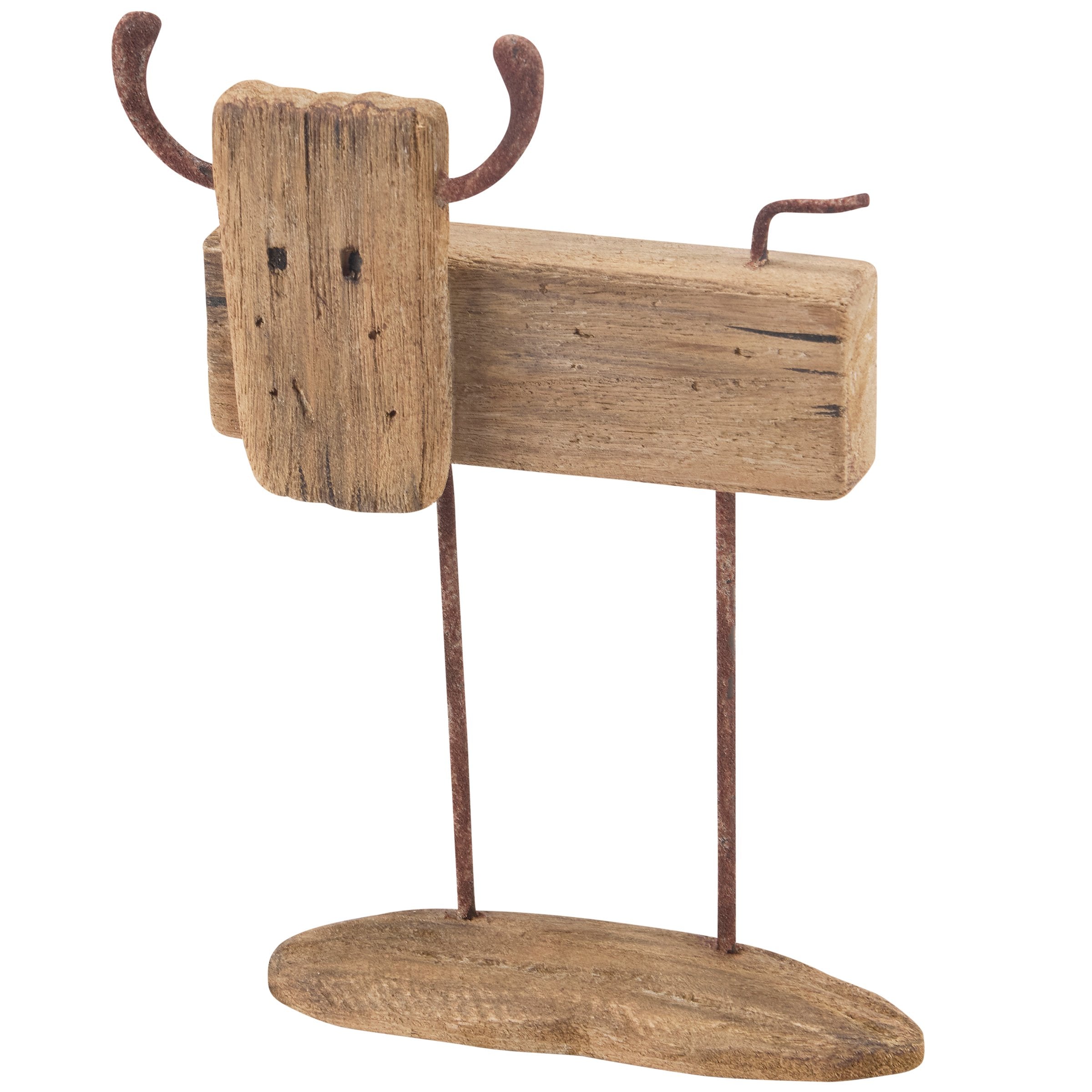 Rustic Farmhouse Steer Sitter: Distressed Wood & Metal Western Home Accent