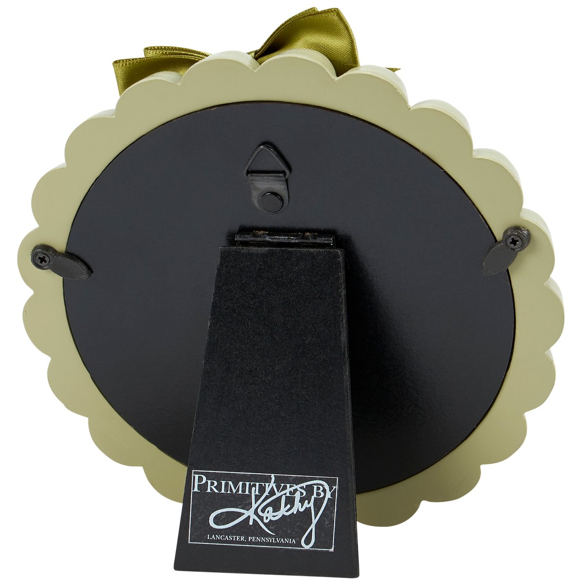 Charming Green Beaded Round Photo Frame with Ribbon, 4x4 Inch Display